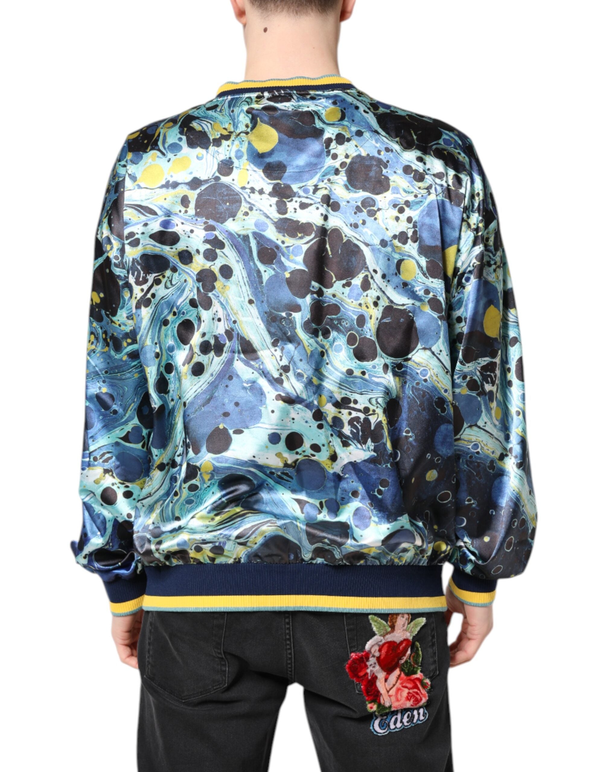 Dolce & Gabbana Multicolor Marble Print Men's Pullover Sweater-4