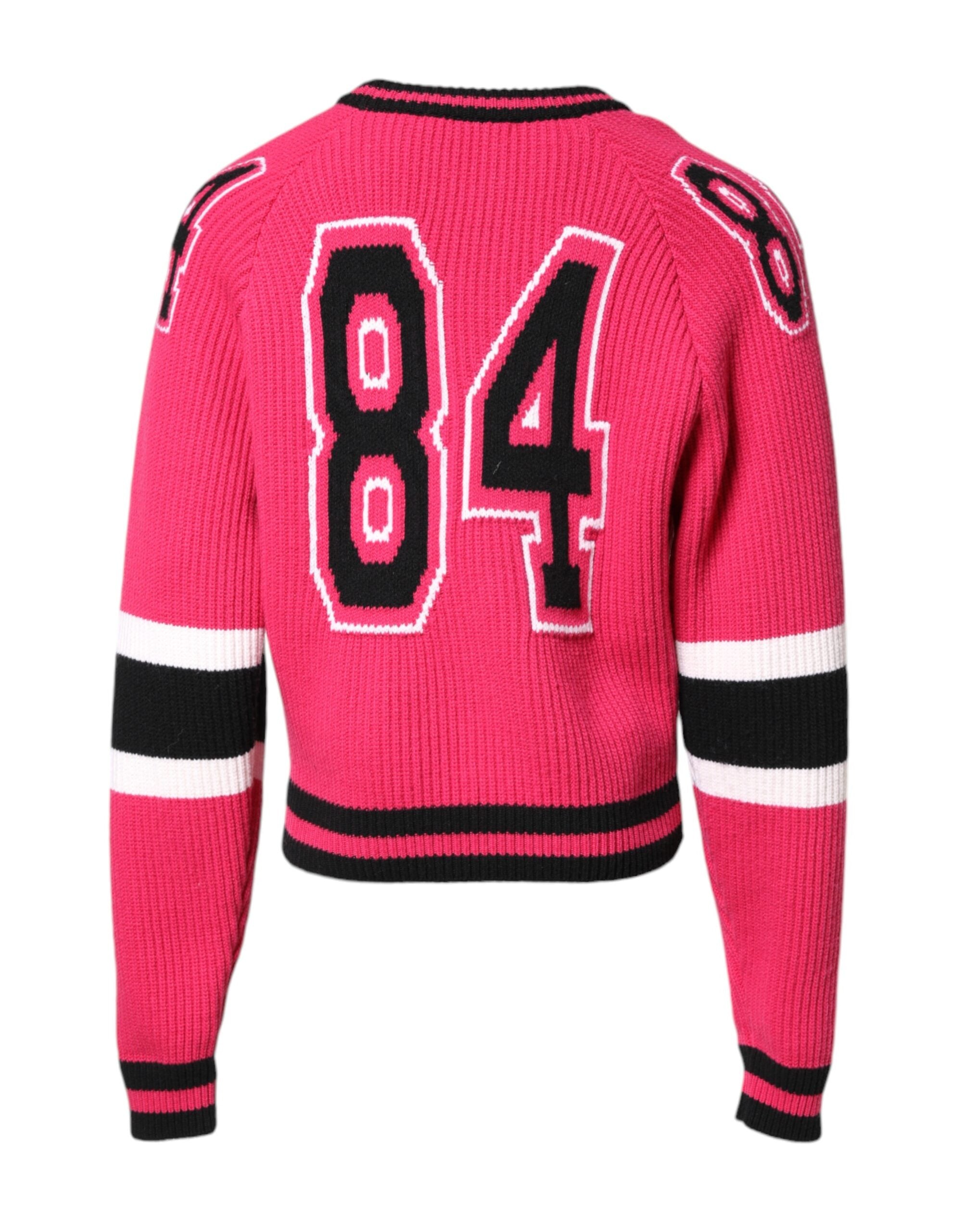 Dolce & Gabbana Pink Cotton Logo Print Knit Sweater-4