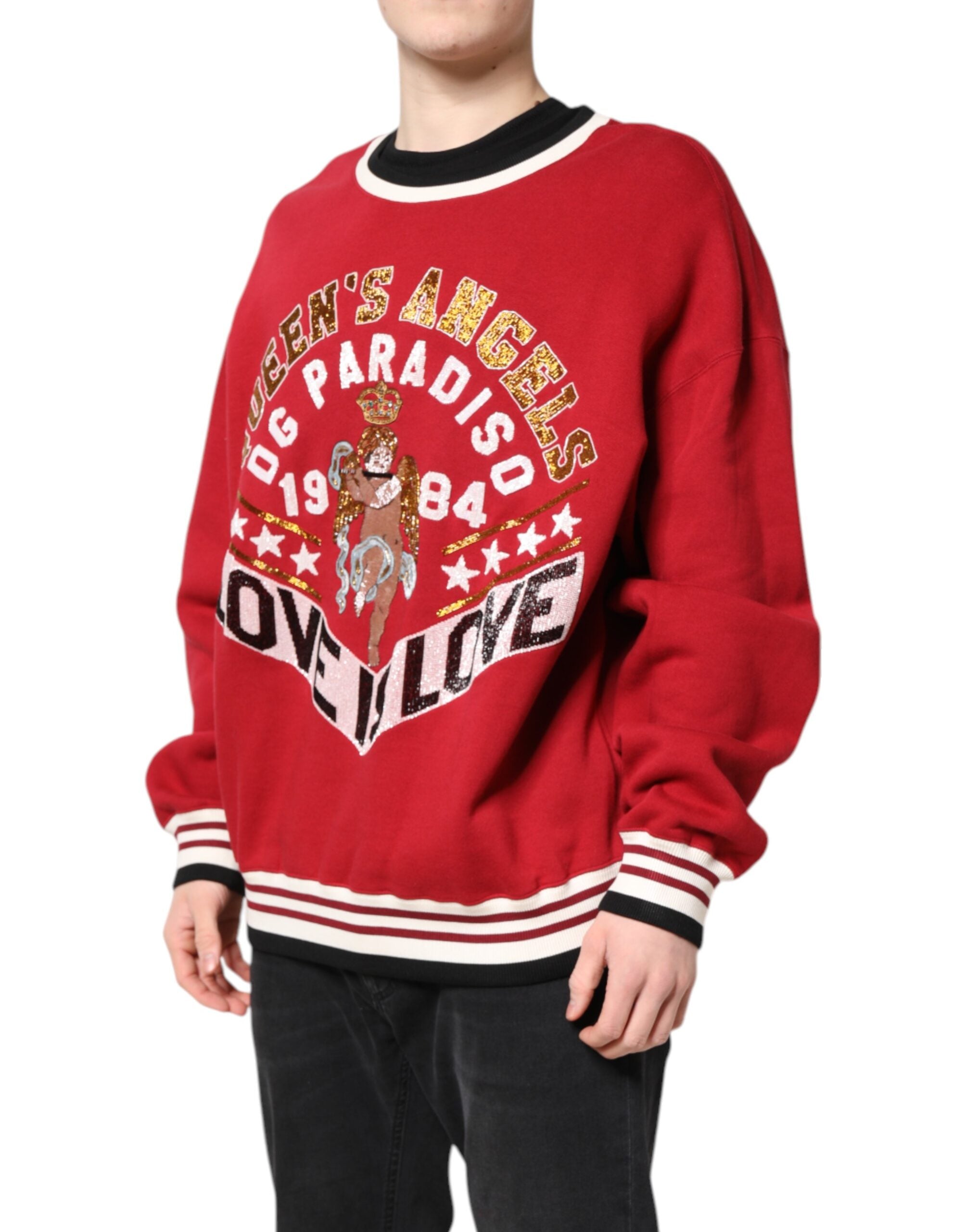 Dolce & Gabbana Red Sequin Sweater Sweatshirt Pullover-3