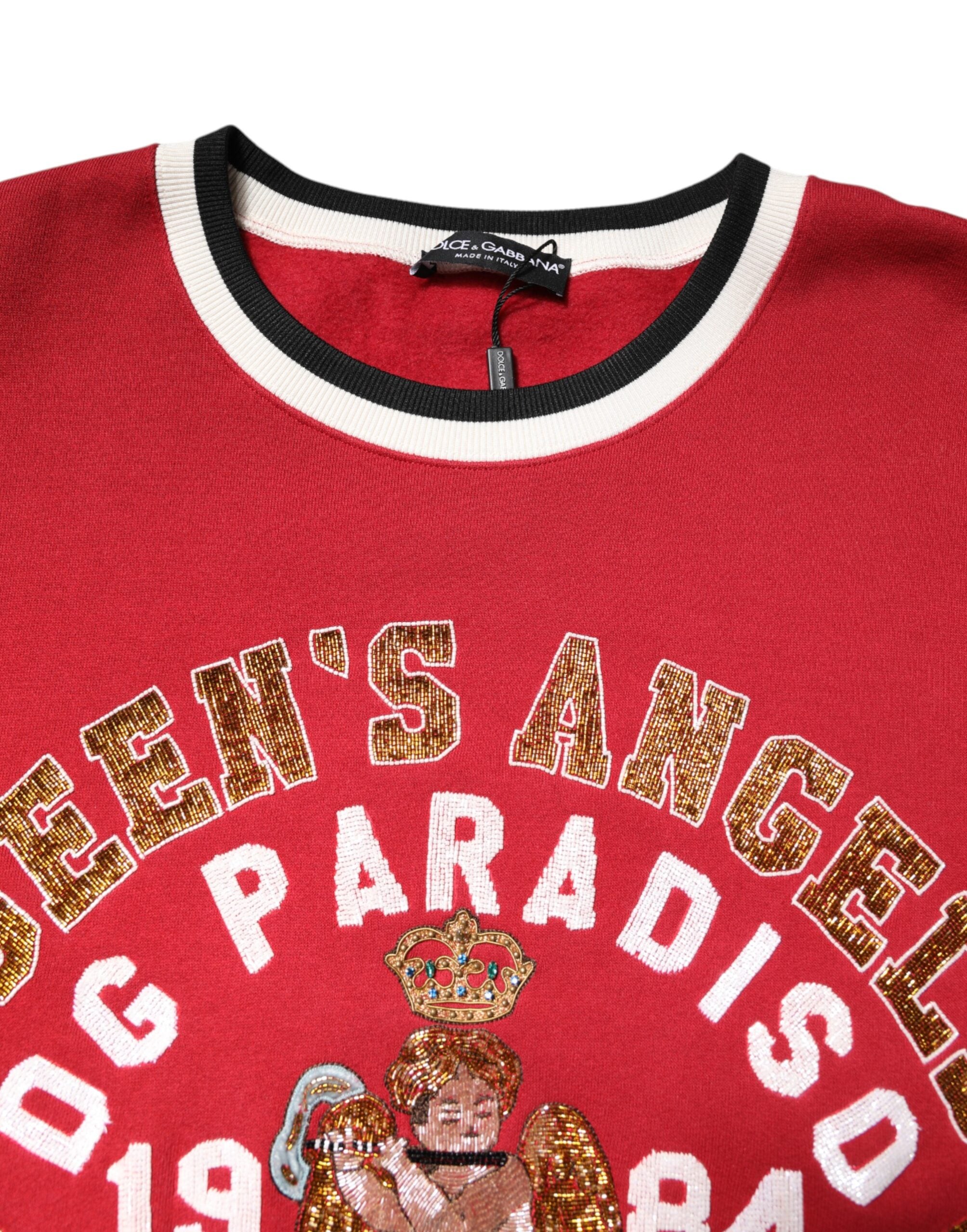 Dolce & Gabbana Red Sequin Sweater Sweatshirt Pullover-5