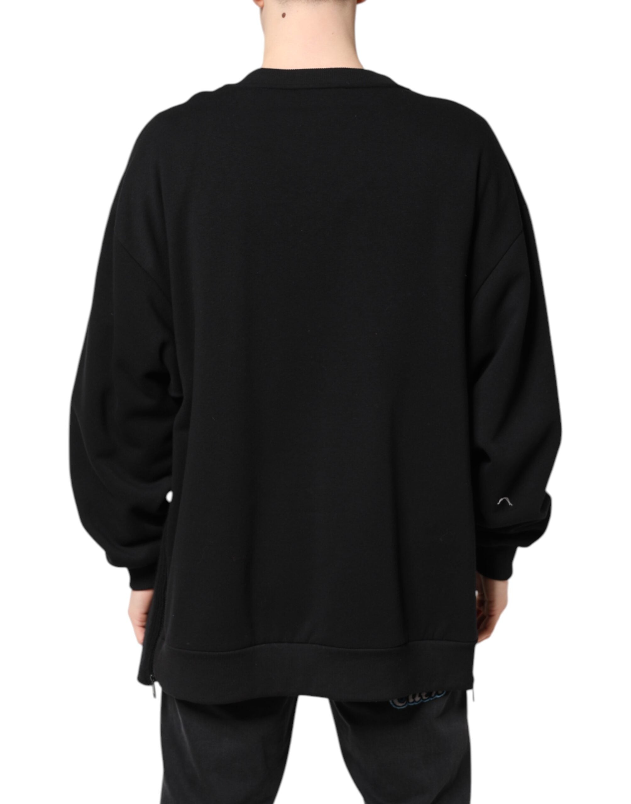 Dolce & Gabbana Schwarzer Baumwoll-Logo-Print Herren Pullover-4