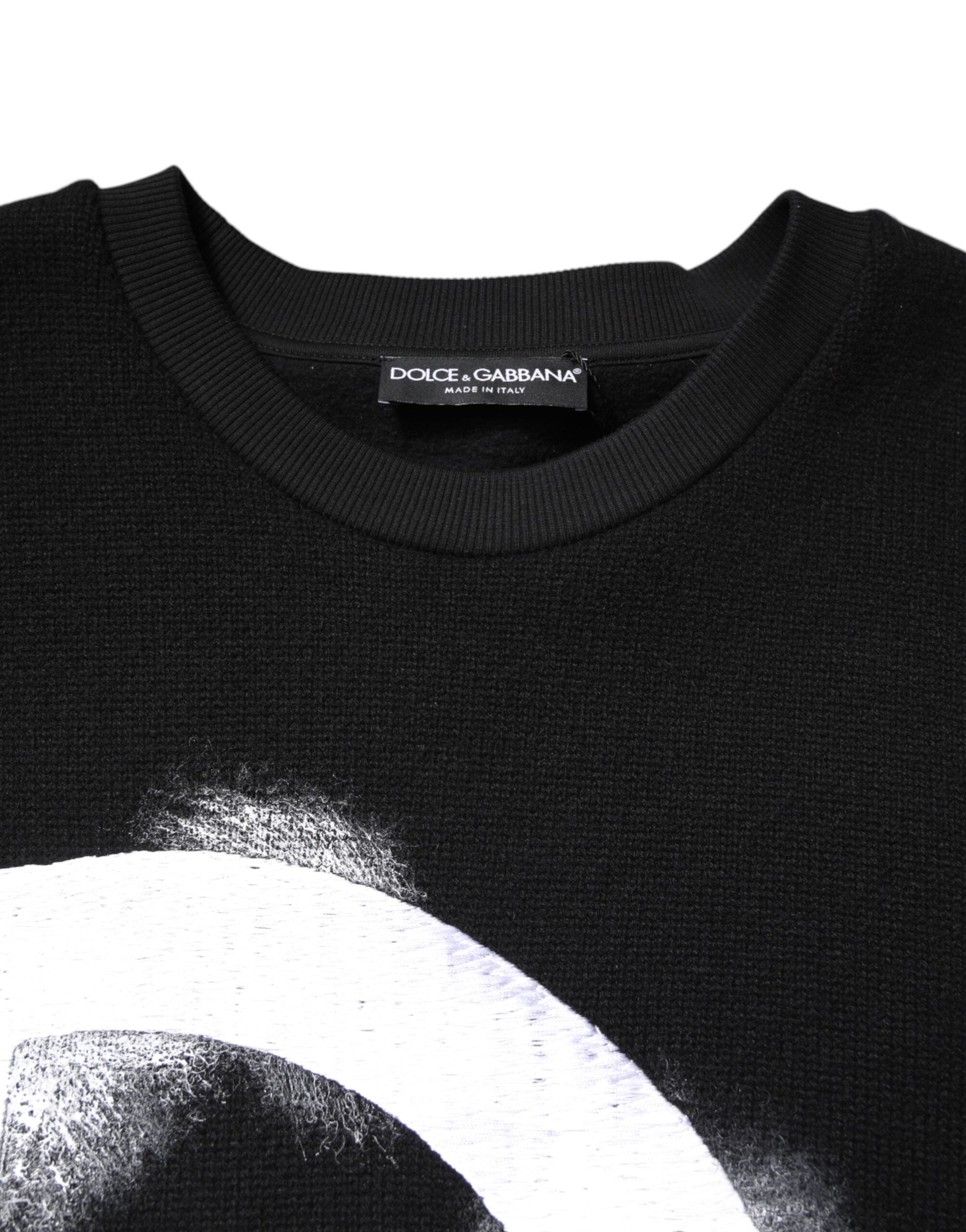 Dolce & Gabbana Schwarzer Baumwoll-Logo-Print Herren Pullover-5
