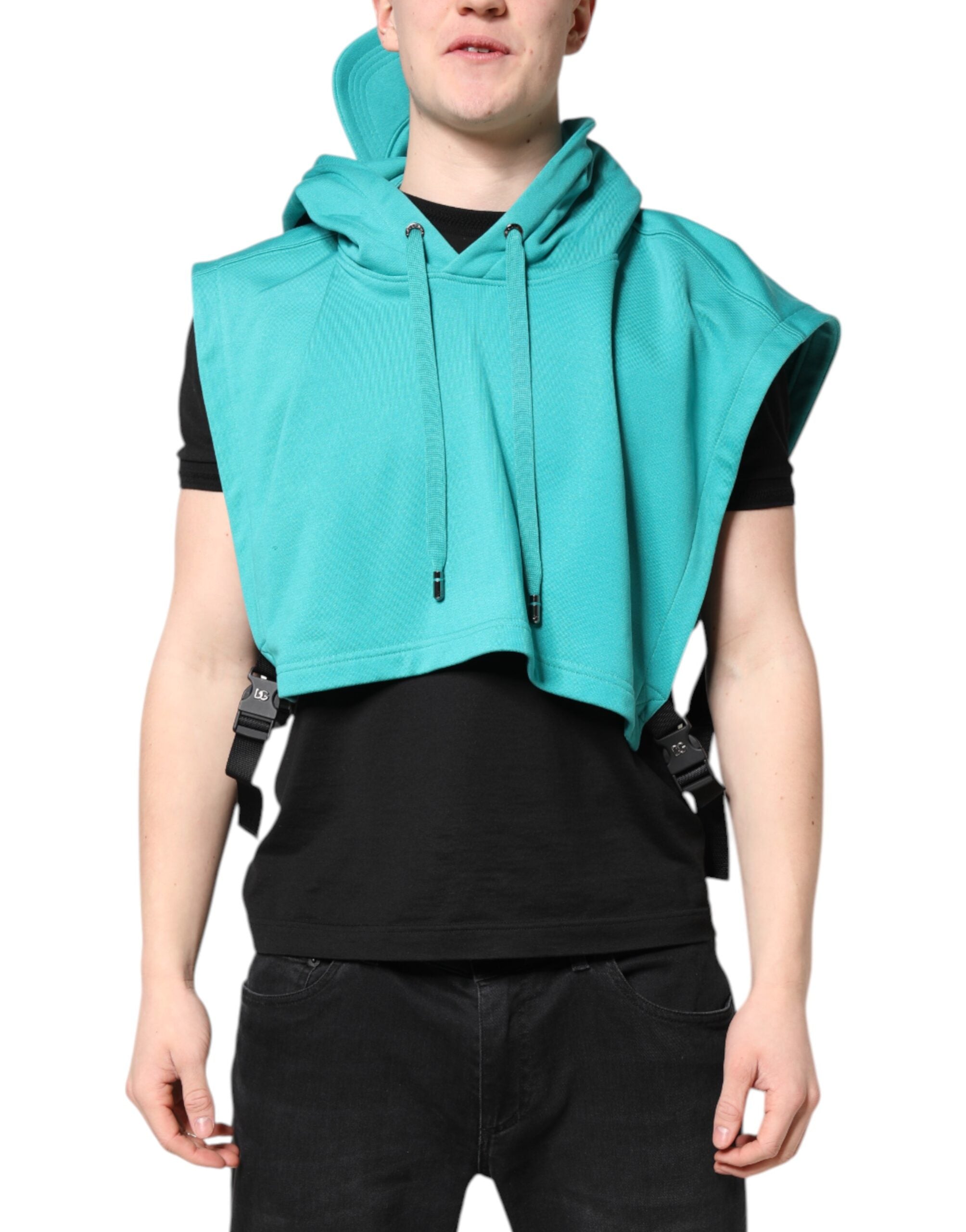 Dolce & Gabbana Grün Baumwolle mit Kapuze Männer Sportswear Weste Pullover-2