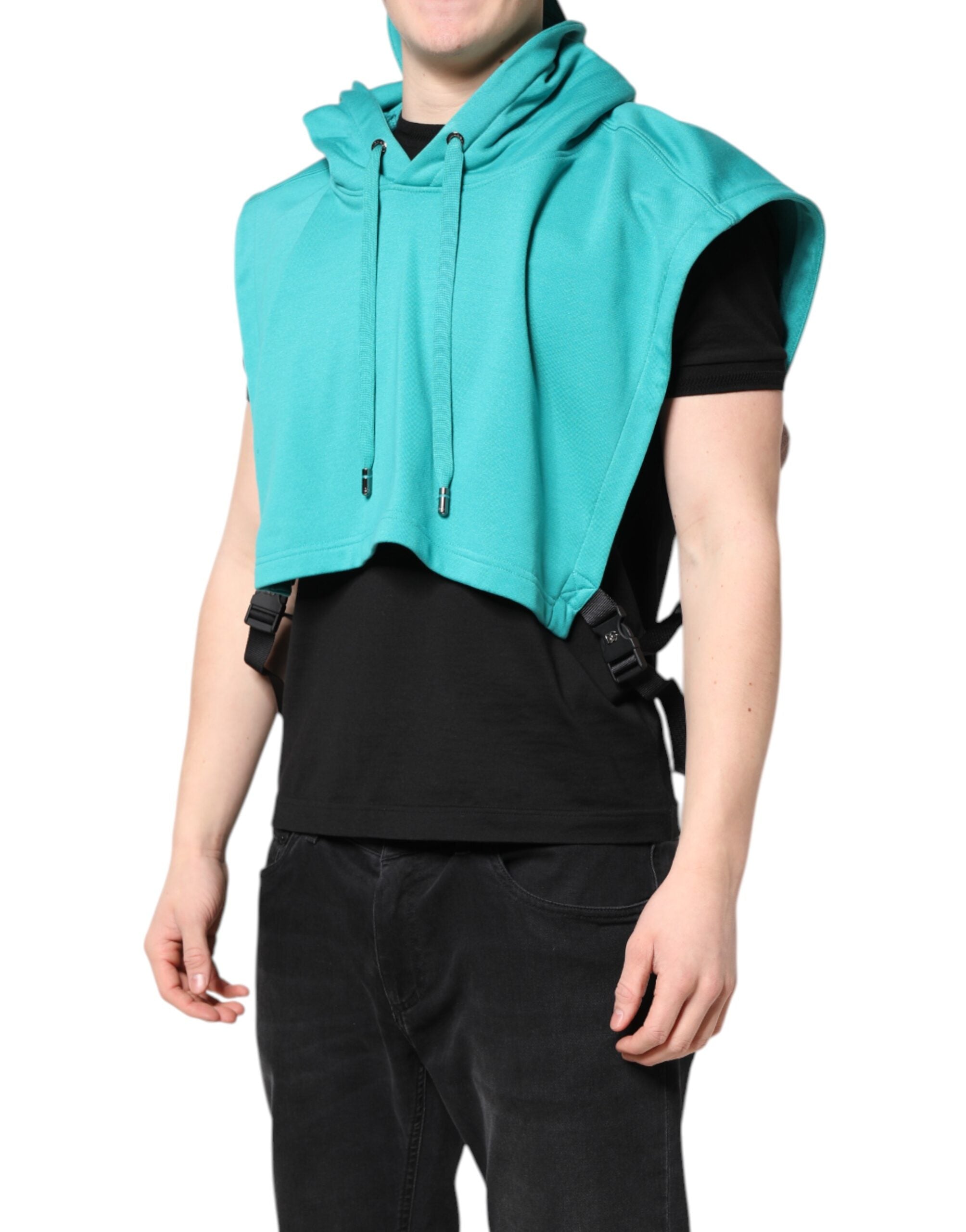 Dolce & Gabbana Grün Baumwolle mit Kapuze Männer Sportswear Weste Pullover-3