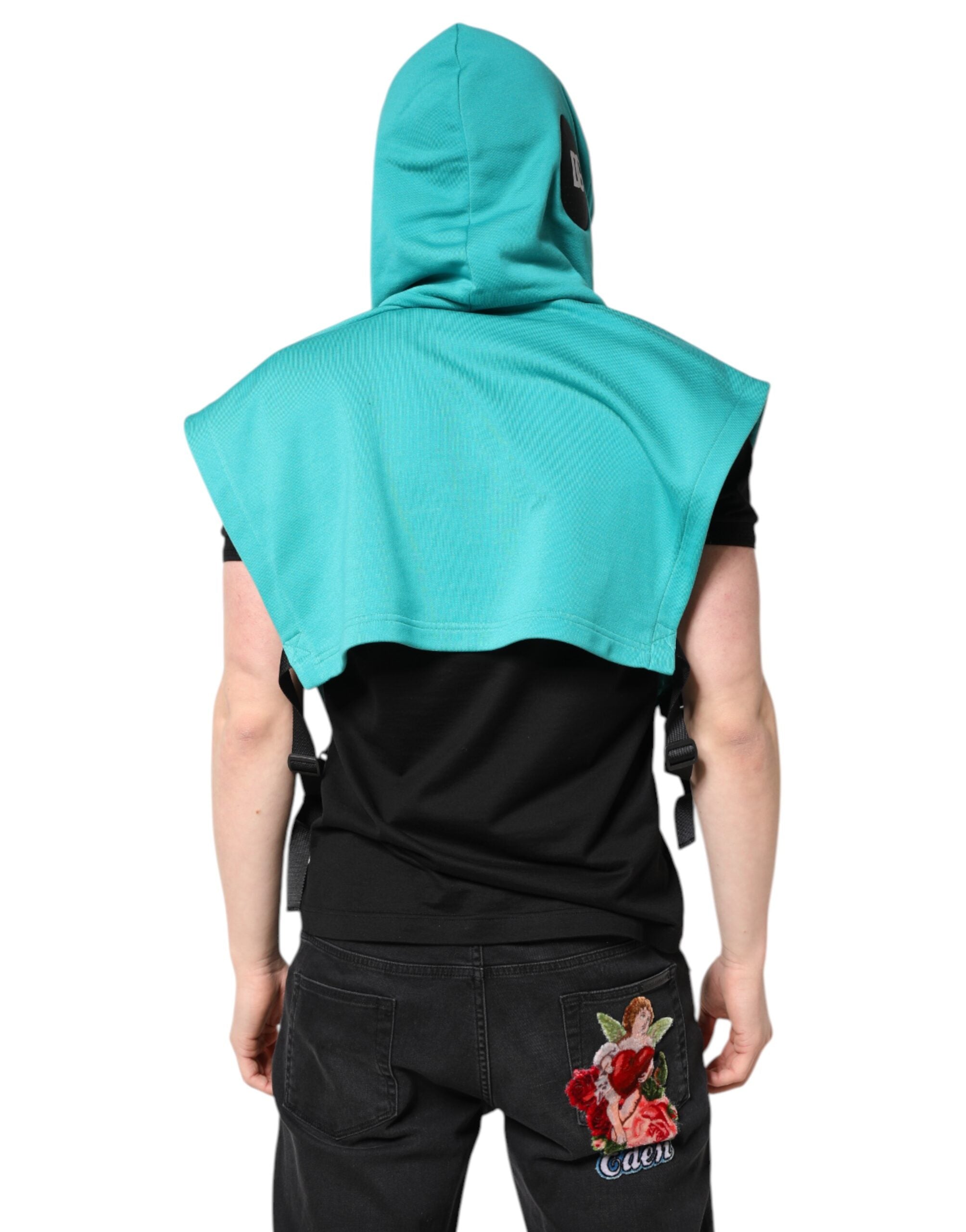 Dolce & Gabbana Grün Baumwolle mit Kapuze Männer Sportswear Weste Pullover-4