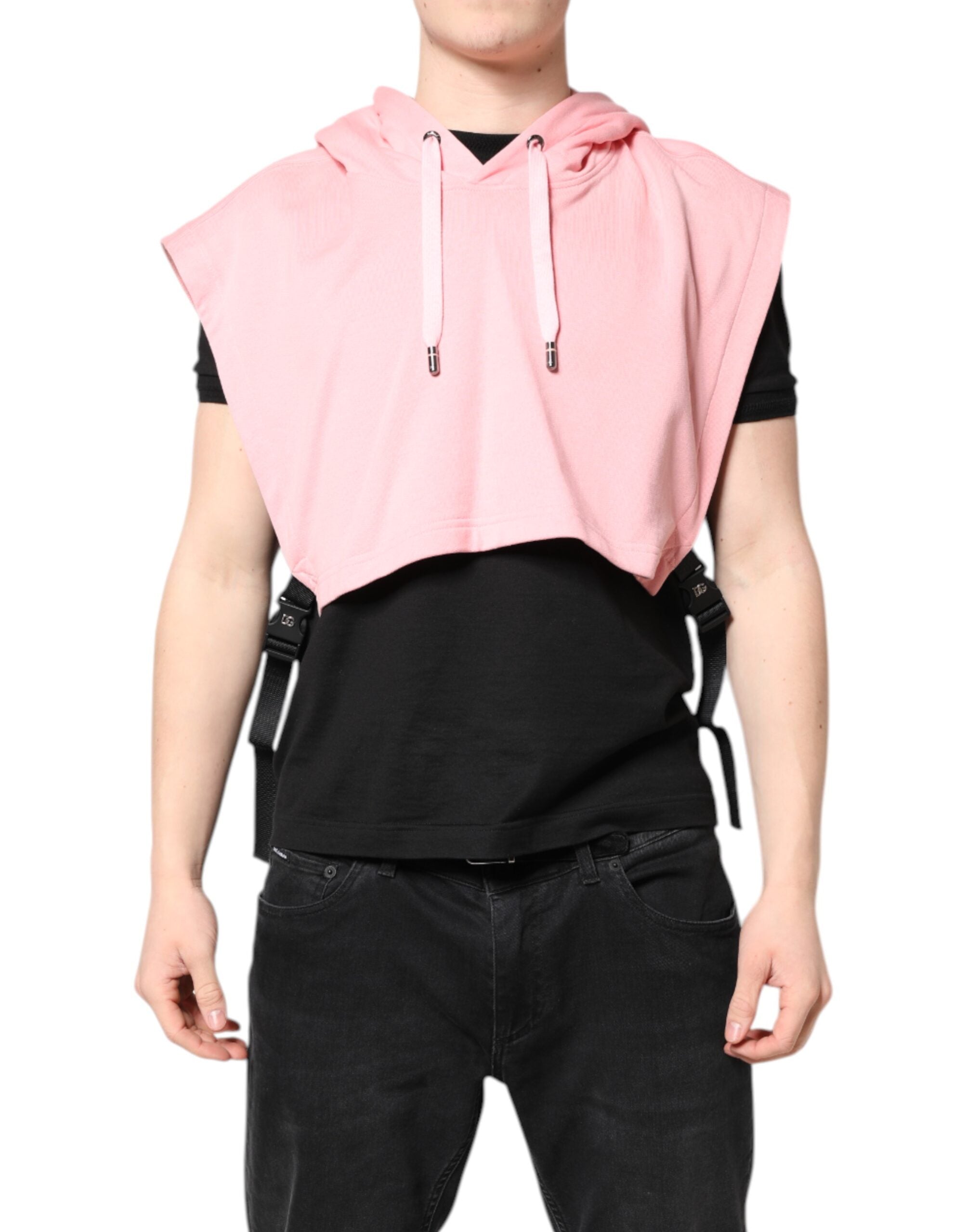 Chaleco deportivo con capucha de algodón rosa para hombre de Dolce & Gabbana-1
