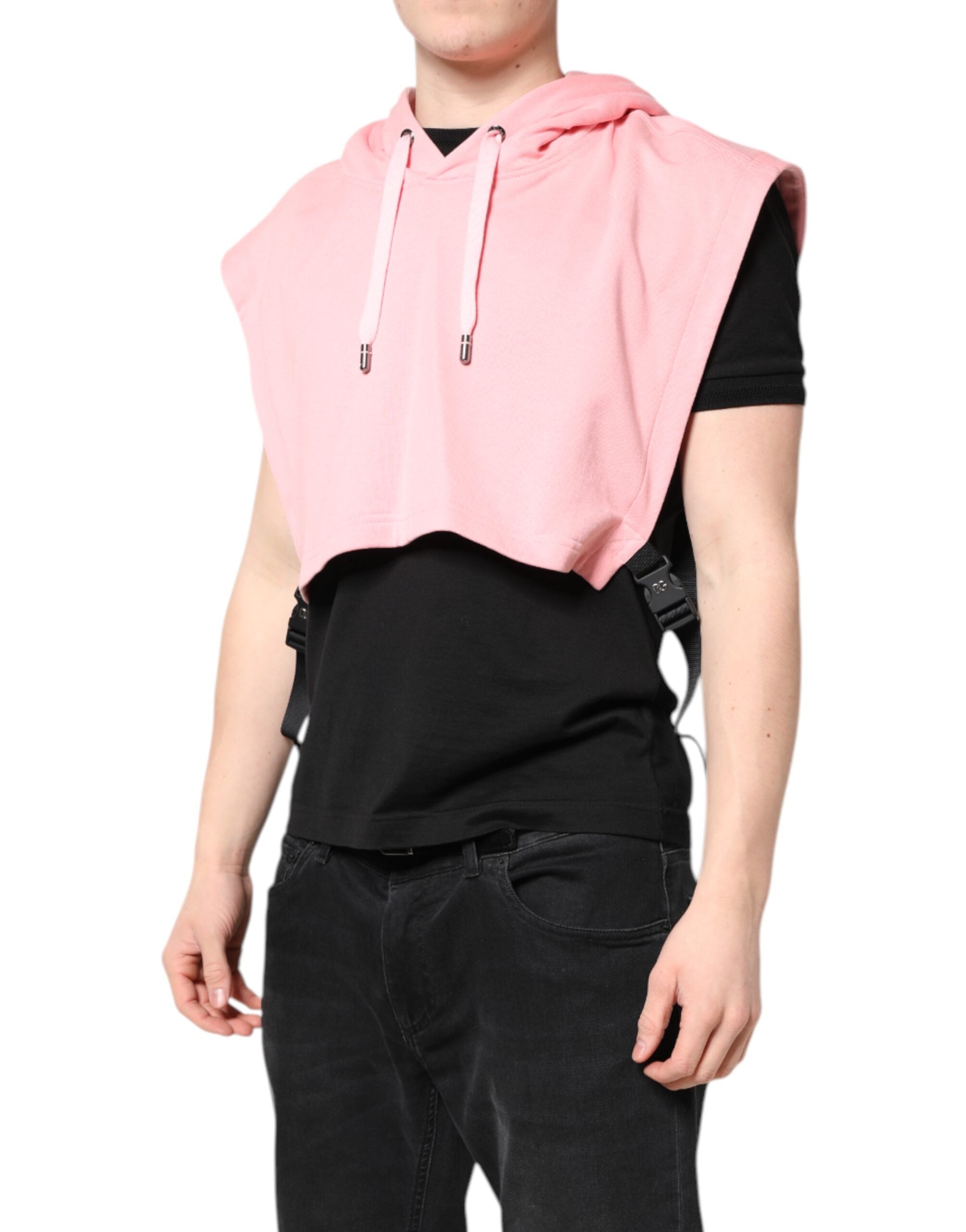 Chaleco deportivo con capucha de algodón rosa para hombre de Dolce & Gabbana-3