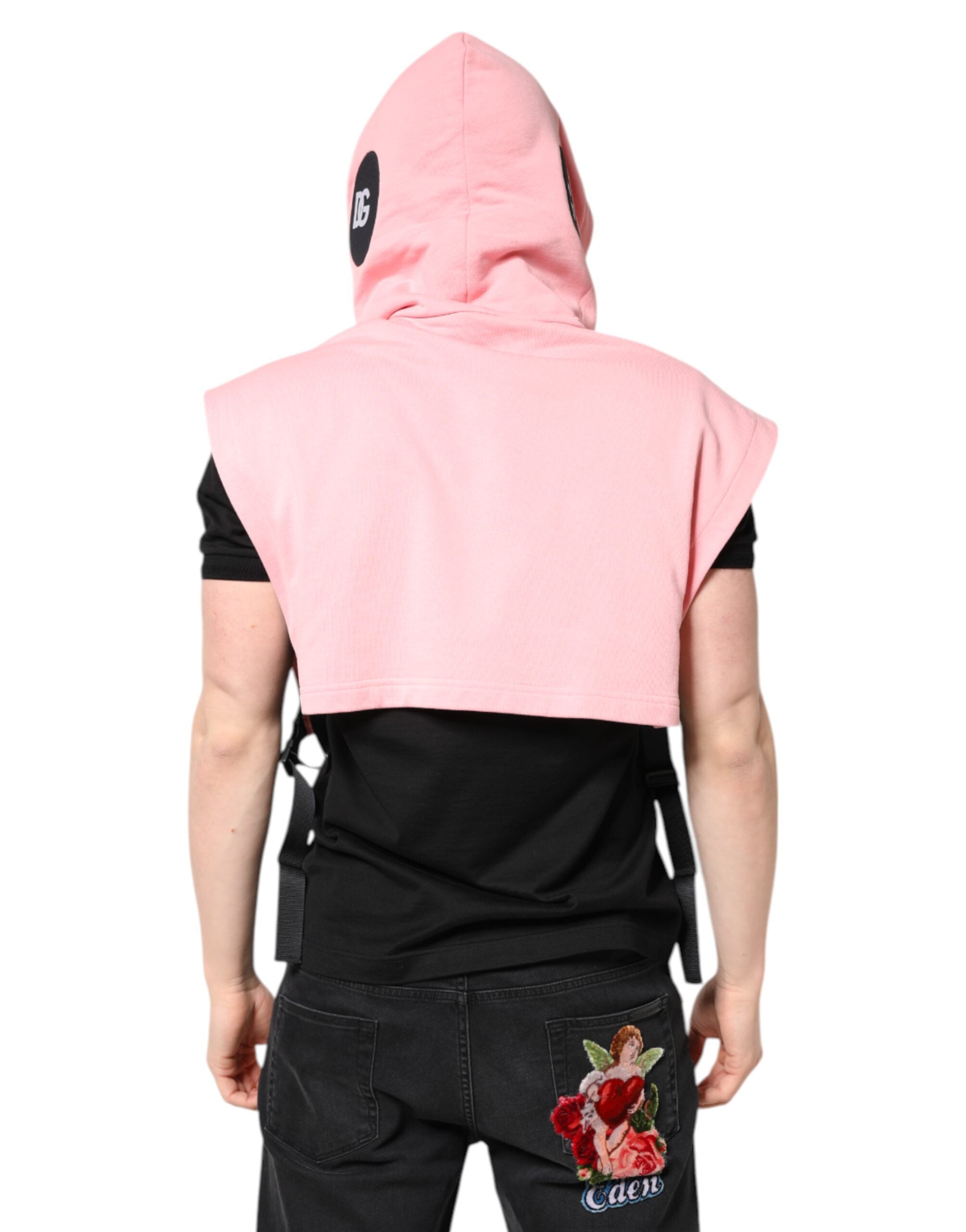 Chaleco deportivo con capucha de algodón rosa para hombre de Dolce & Gabbana-4