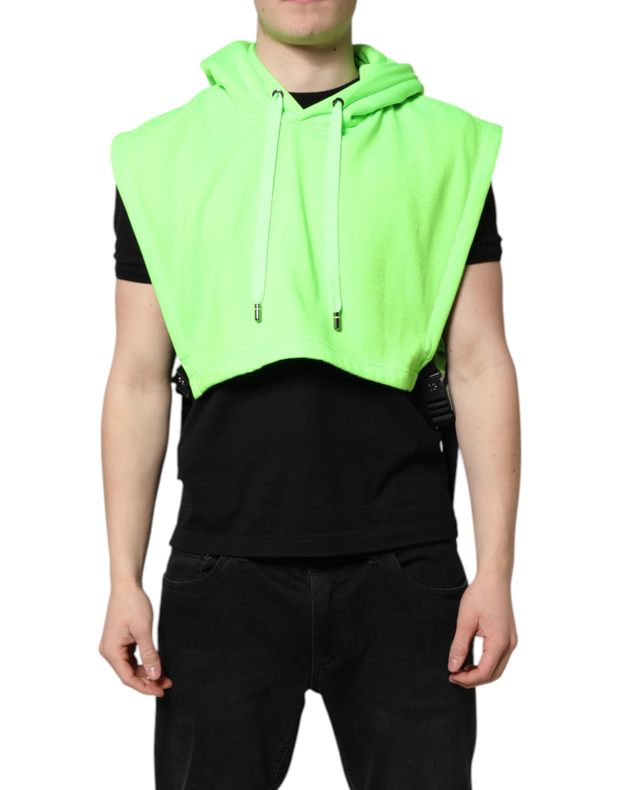 Dolce & Gabbana Green Polyester Hooded Pullover for Sportswear-1