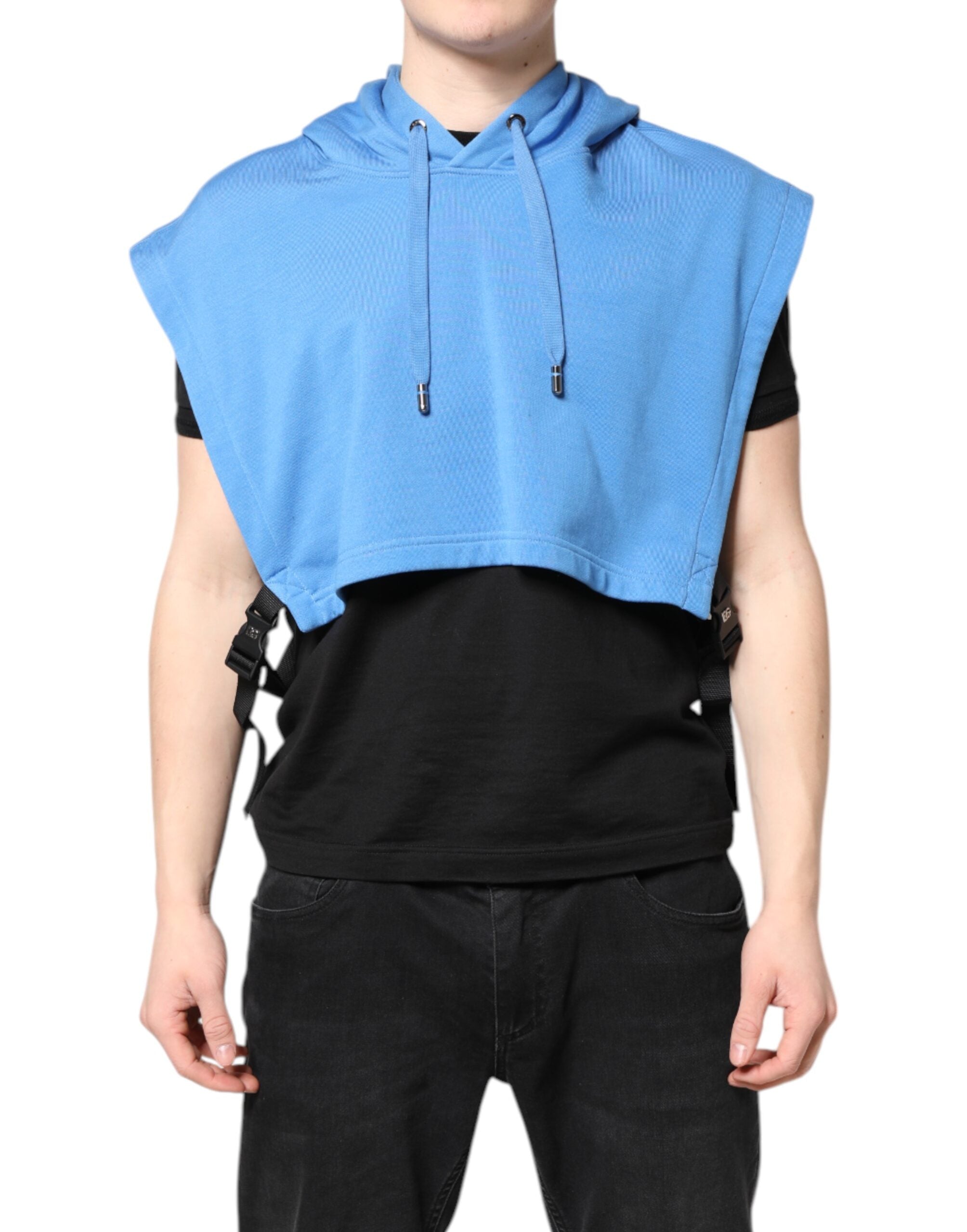 Chaleco deportivo con capucha de algodón azul para hombre de Dolce & Gabbana-1
