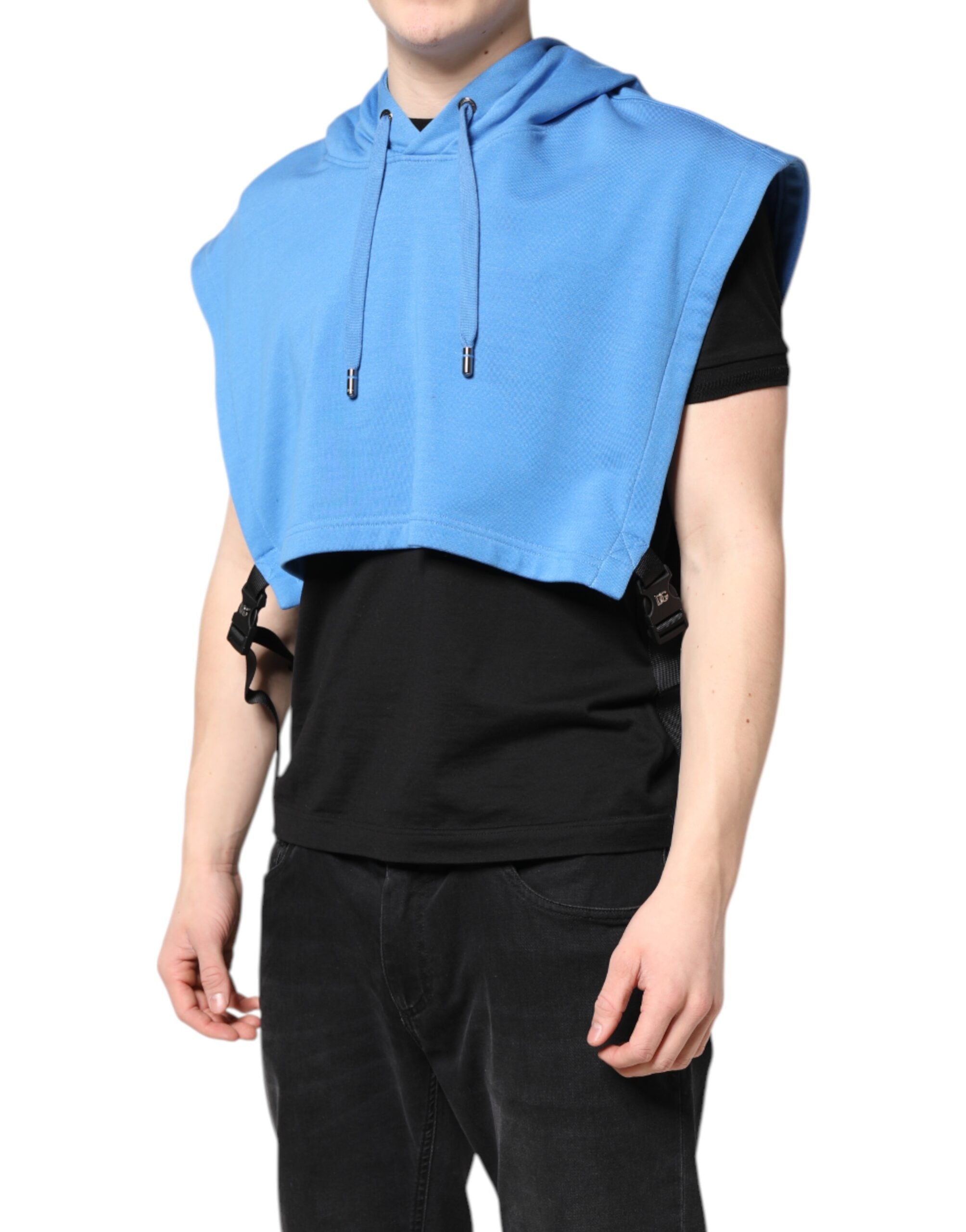 Chaleco deportivo con capucha de algodón azul para hombre de Dolce & Gabbana-3