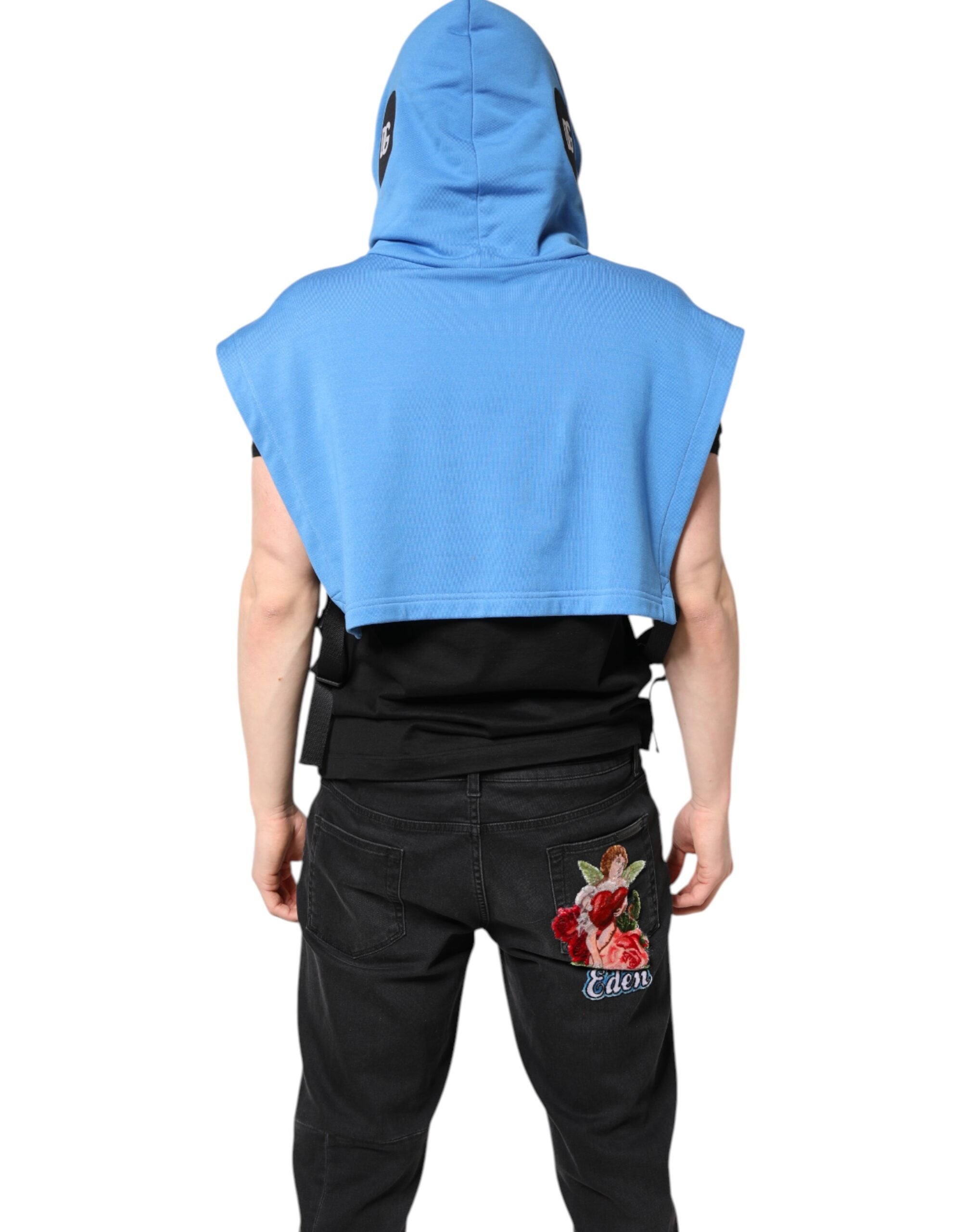 Chaleco deportivo con capucha de algodón azul para hombre de Dolce & Gabbana-4