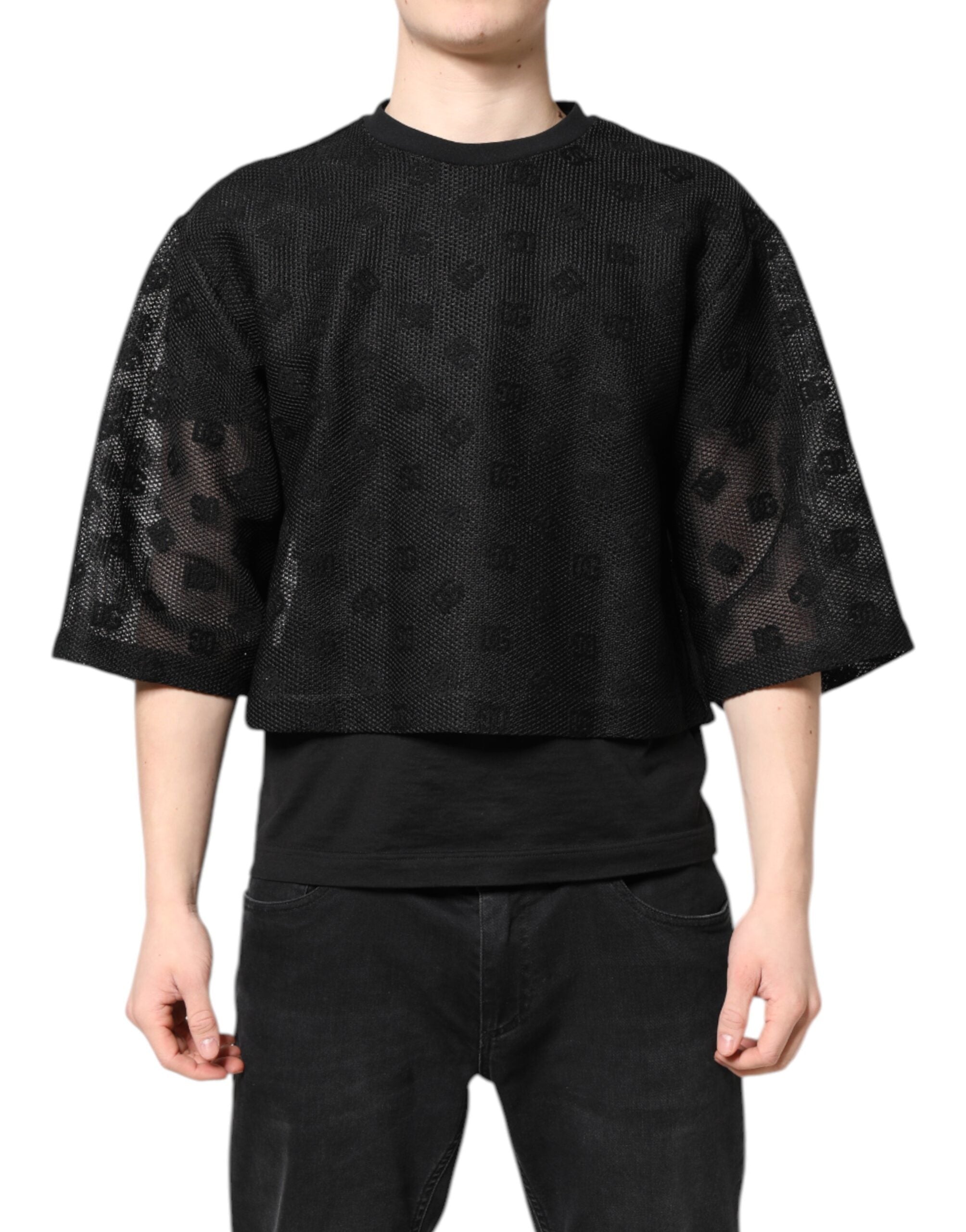 Dolce & Gabbana Black See-Through Logo Short-Sleeved T-Shirt-1