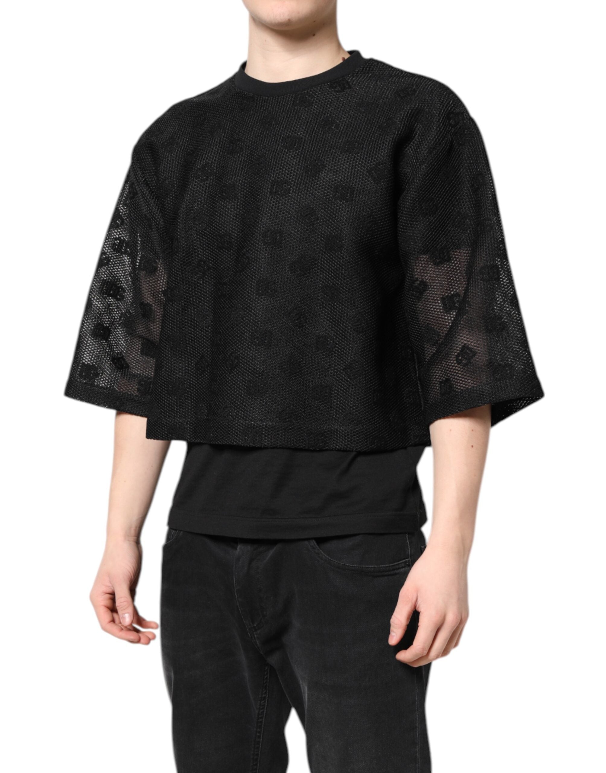 Dolce & Gabbana Black See-Through Logo Short-Sleeved T-Shirt-3
