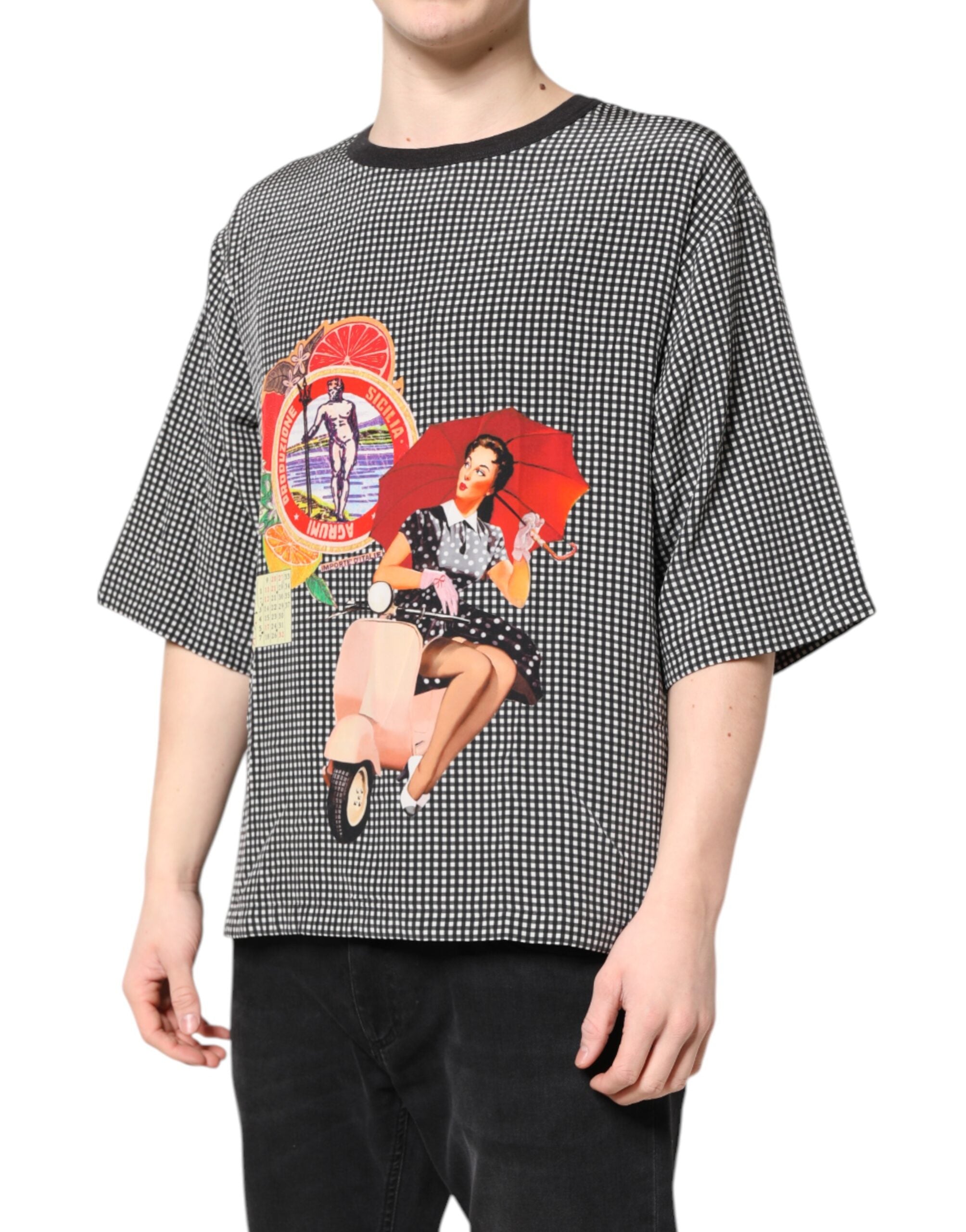 Dolce & Gabbana Black Short Sleeve T-Shirt with Graphic Print-3