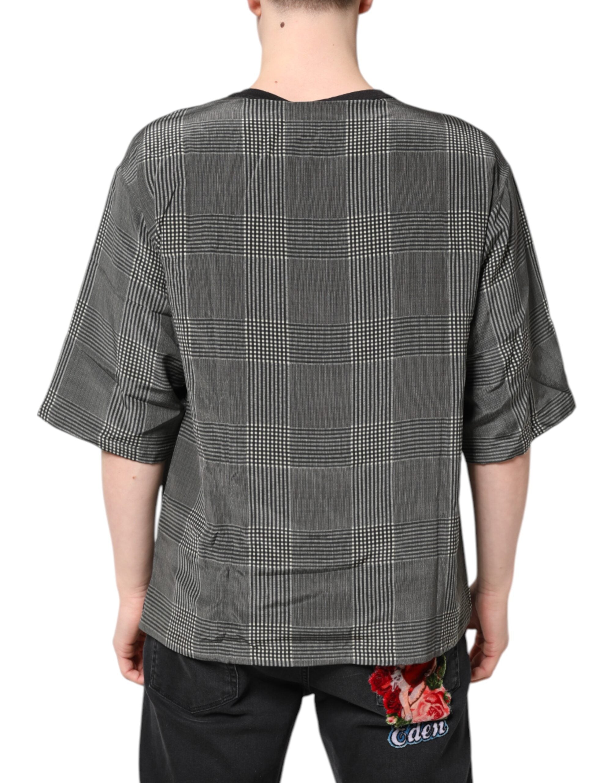 Dolce & Gabbana Schwarz-weißer Grafikdruck Kurzarm-T-Shirt-4