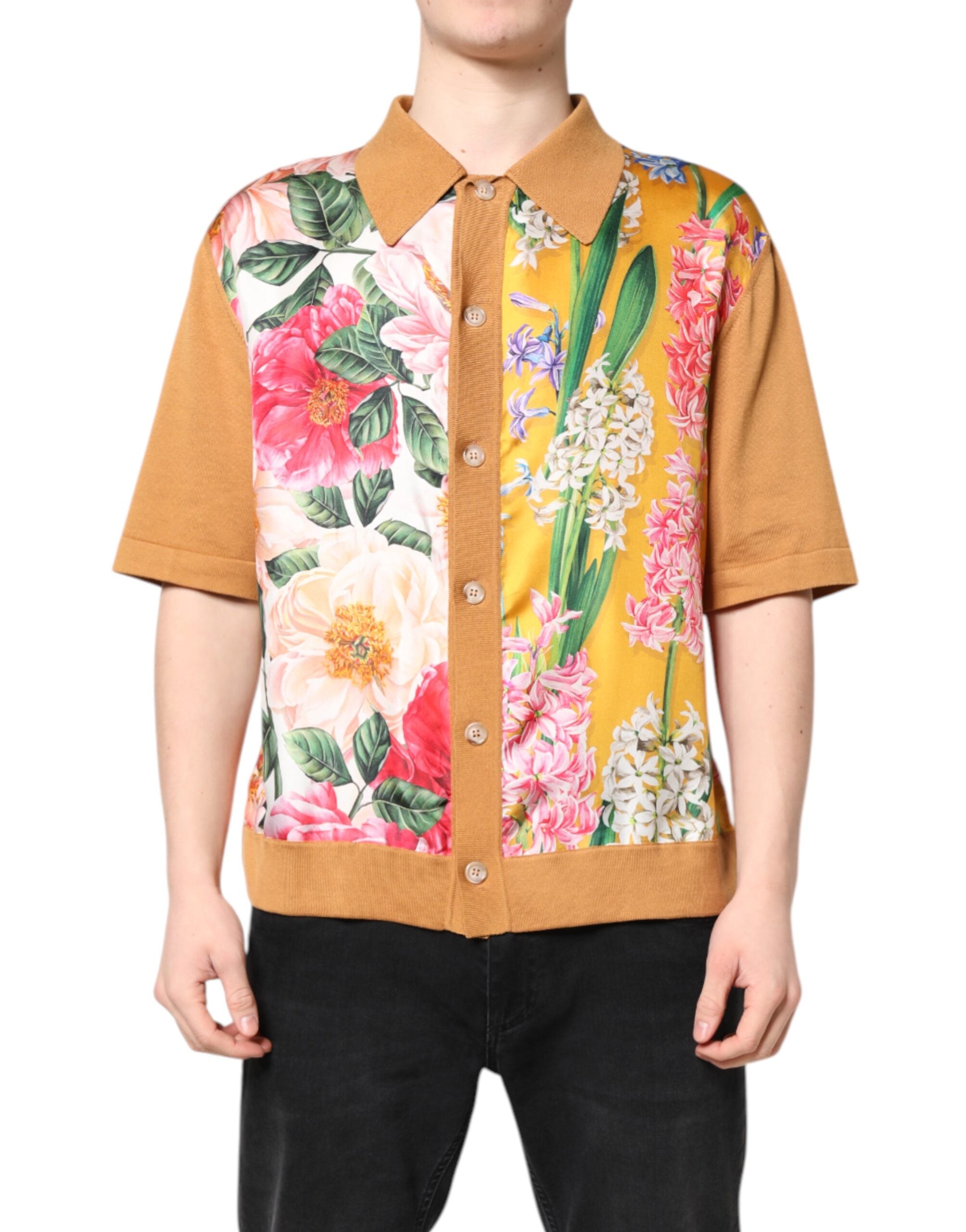 Dolce & Gabbana brown floral-patterned short-sleeved T-shirt
