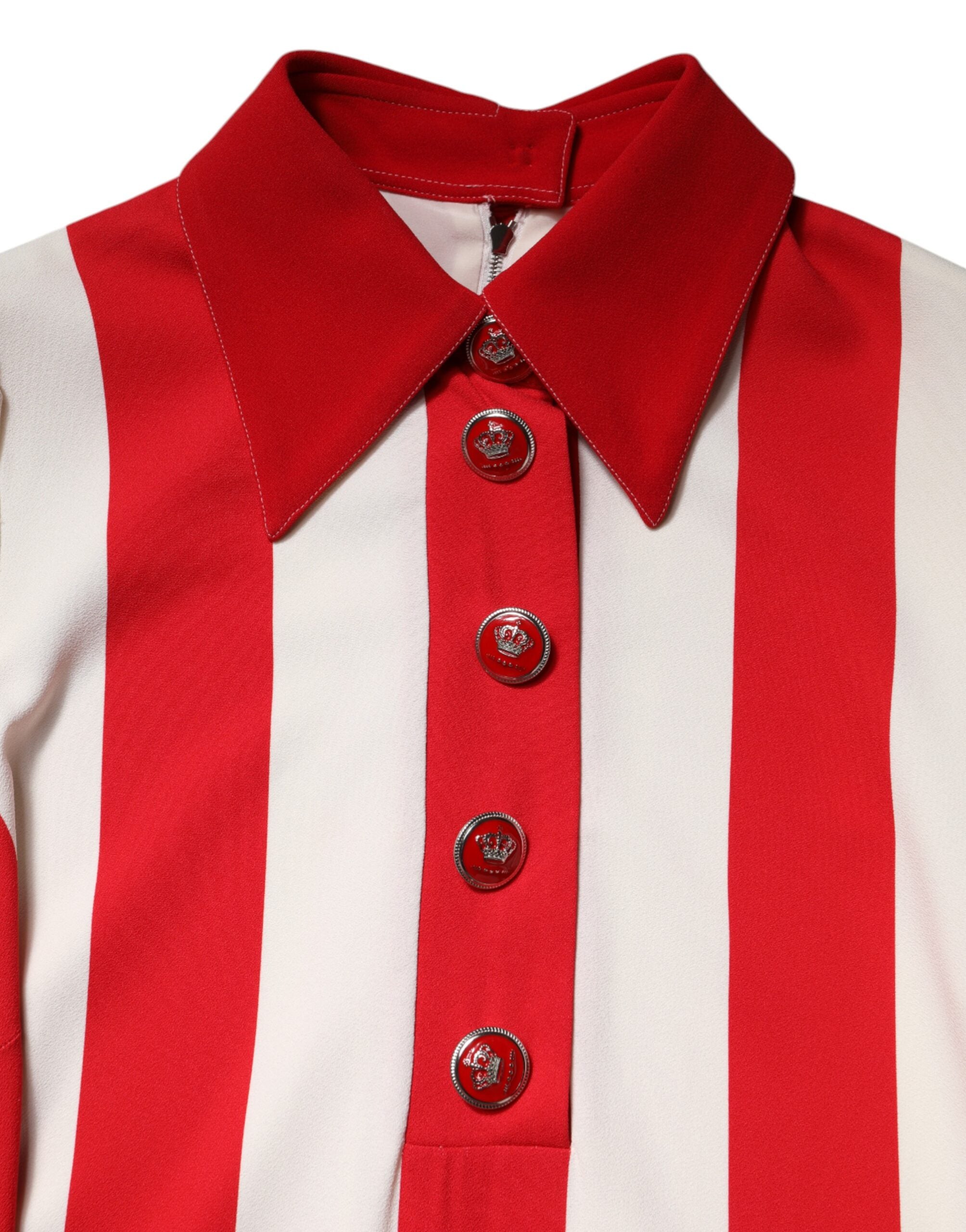 Dolce & Gabbana white and red striped long-sleeved mini dress-8