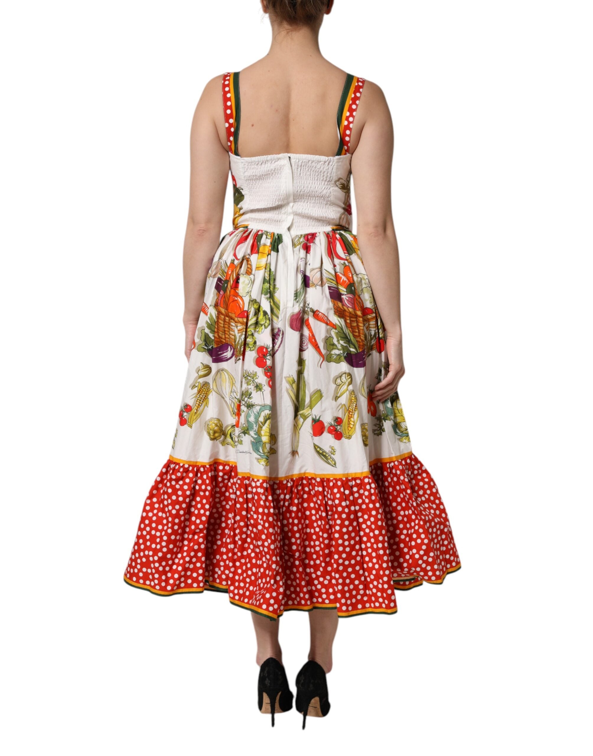 Dolce & Gabbana White Vegetable Sleeveless A-Line Dress-4