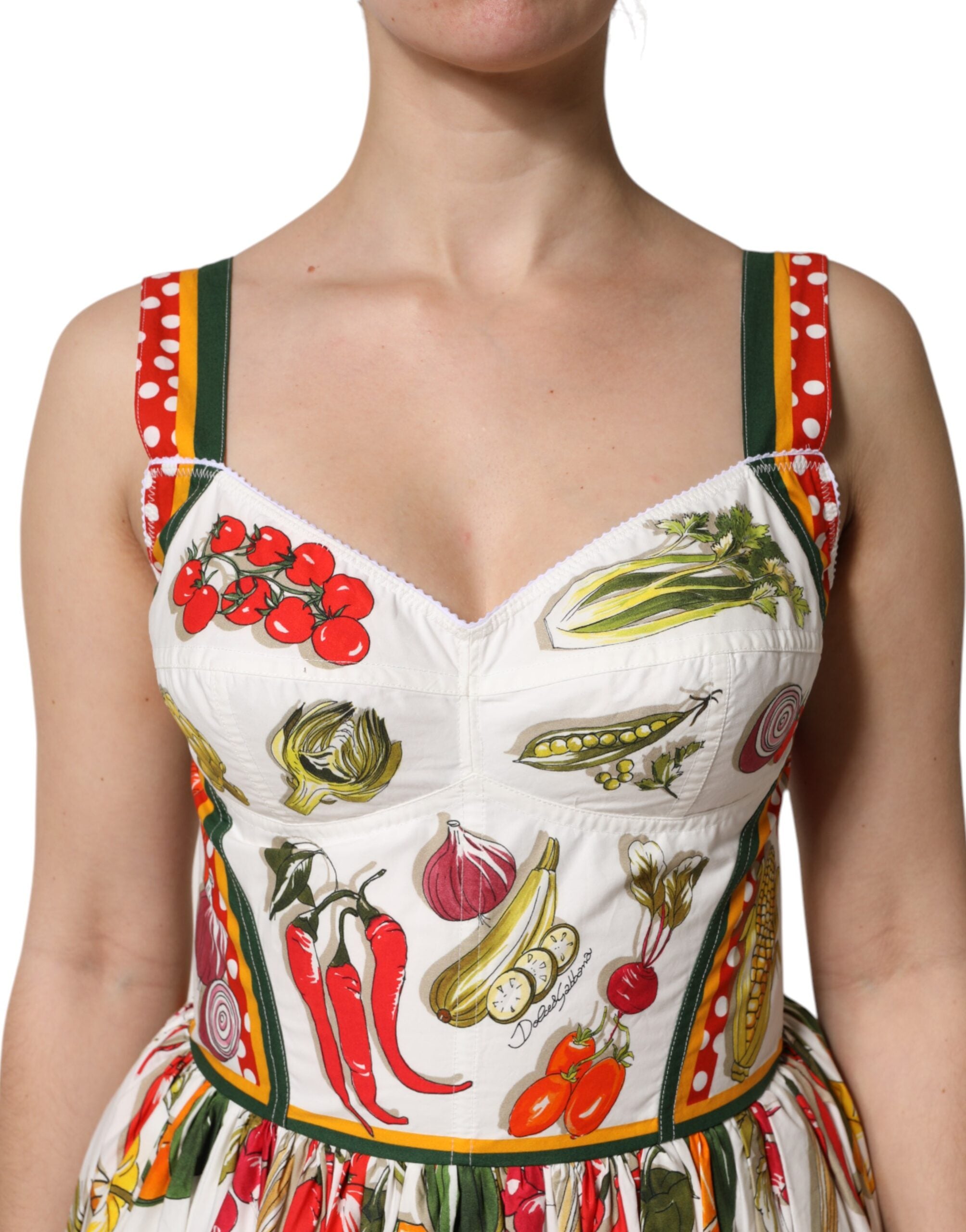Dolce & Gabbana White Vegetable Sleeveless A-Line Dress-5