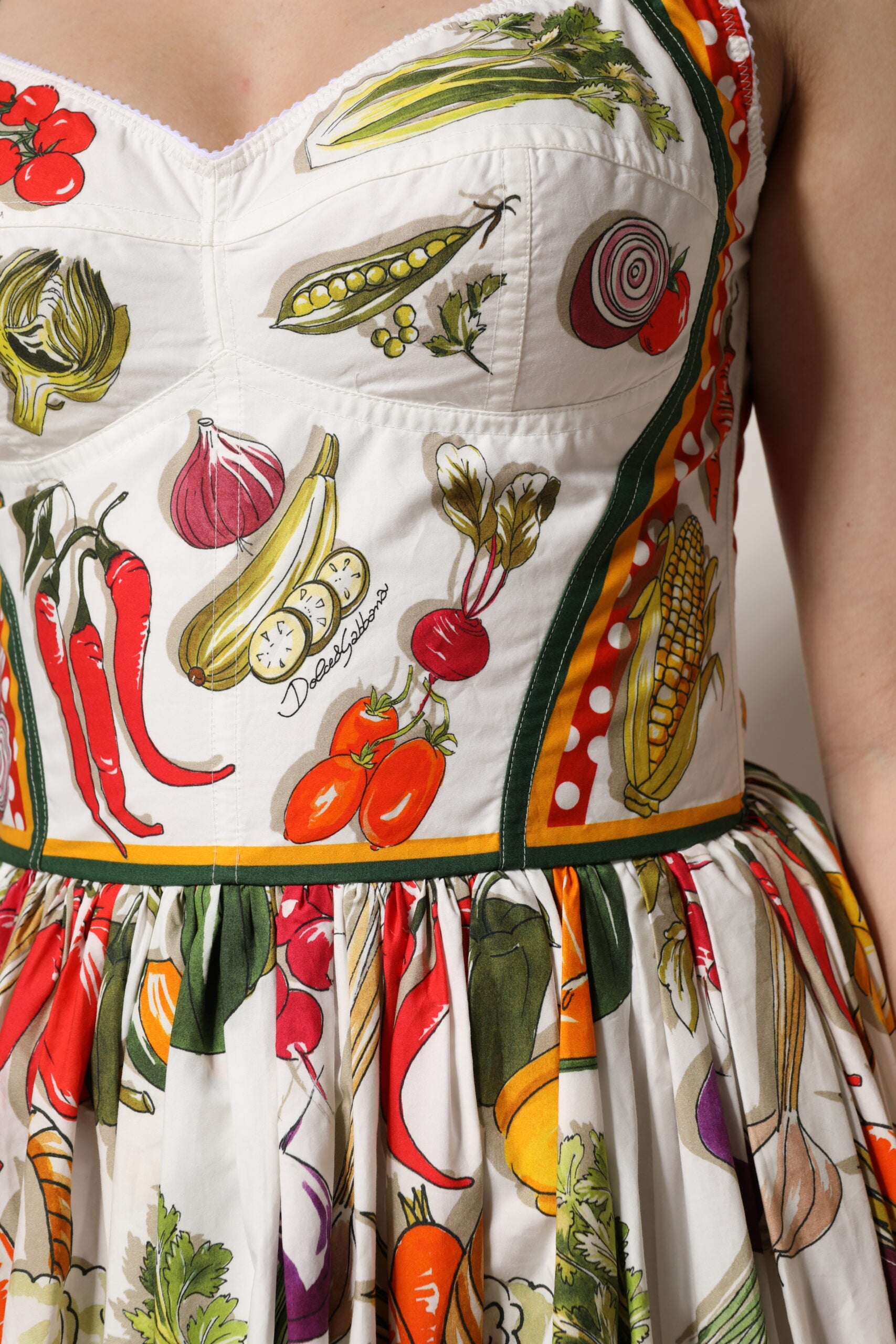 Dolce & Gabbana White Vegetable Sleeveless A-Line Dress-6