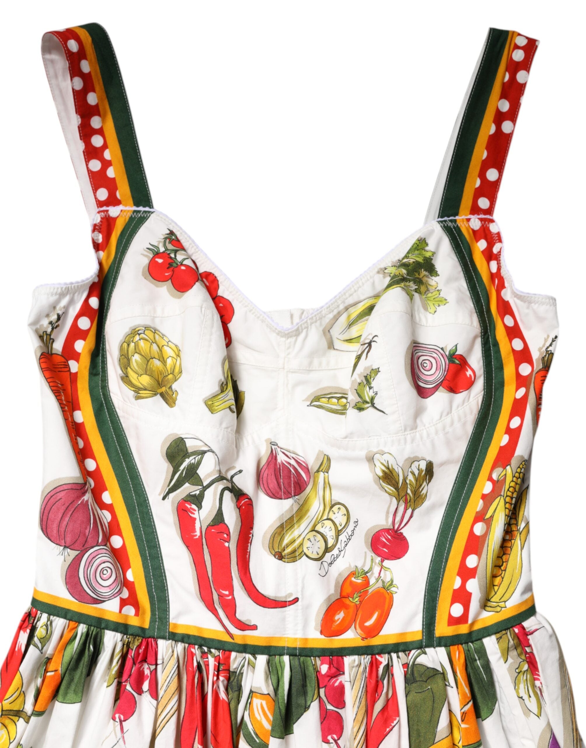 Dolce & Gabbana White Vegetable Sleeveless A-Line Dress-7