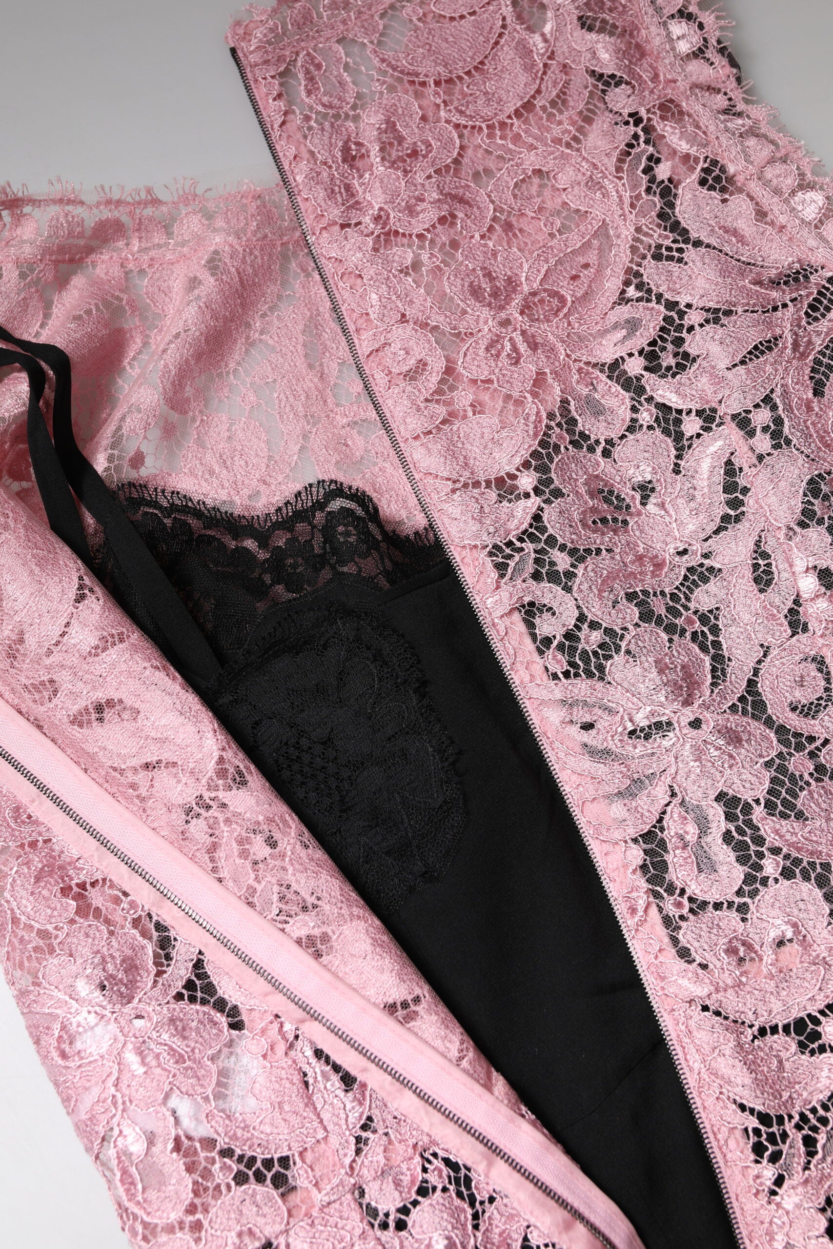 Dolce & Gabbana Pink sleeveless sheath dress with floral lace-8