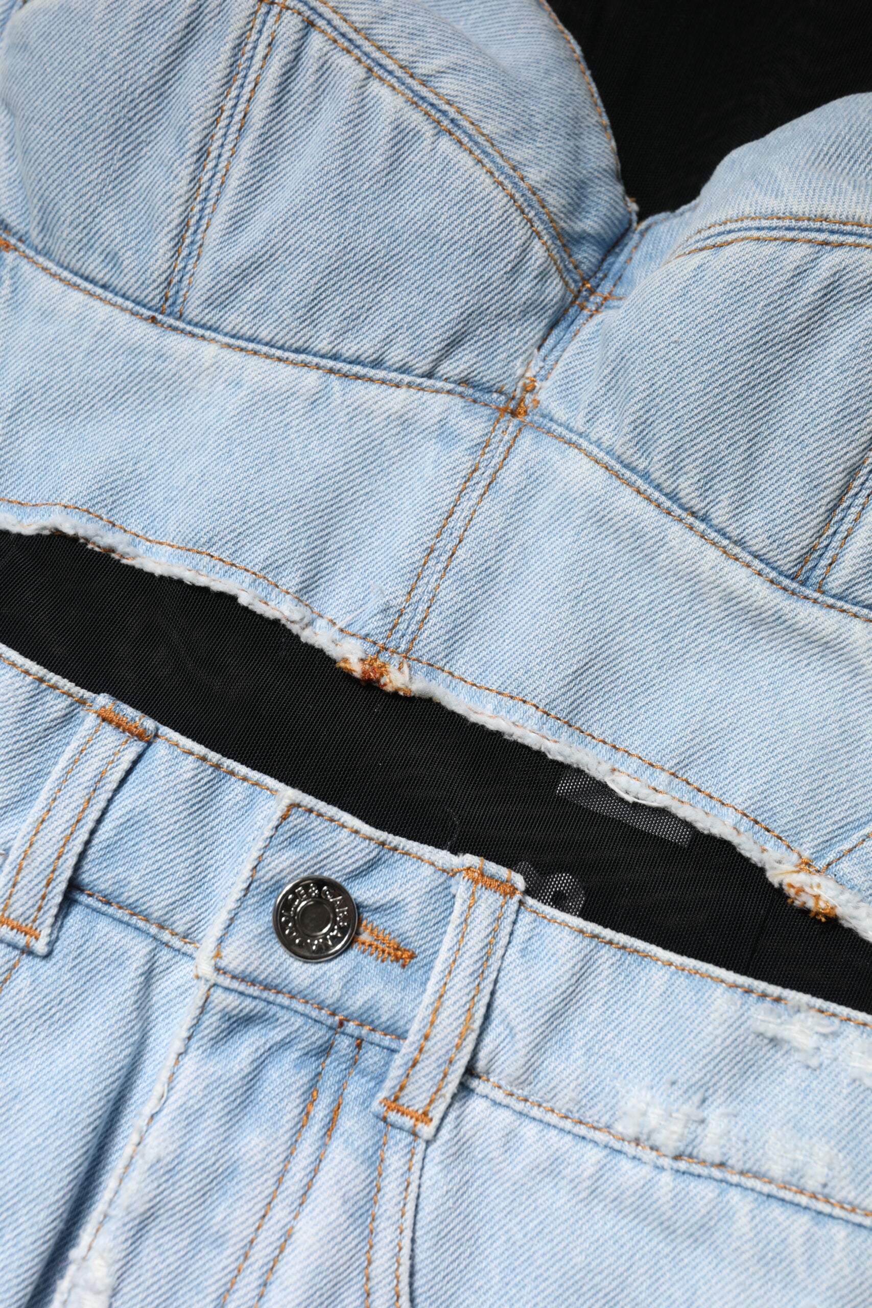 Dolce & Gabbana Schwarz-Blau Langärmeliges Denim-Minikleid-7