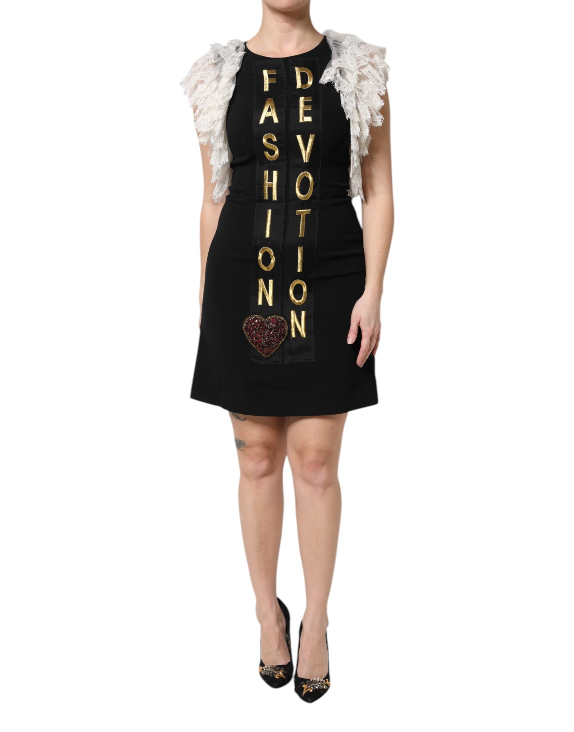 Dolce & Gabbana Black Fashion Devotion Embellished Mini Dress-2