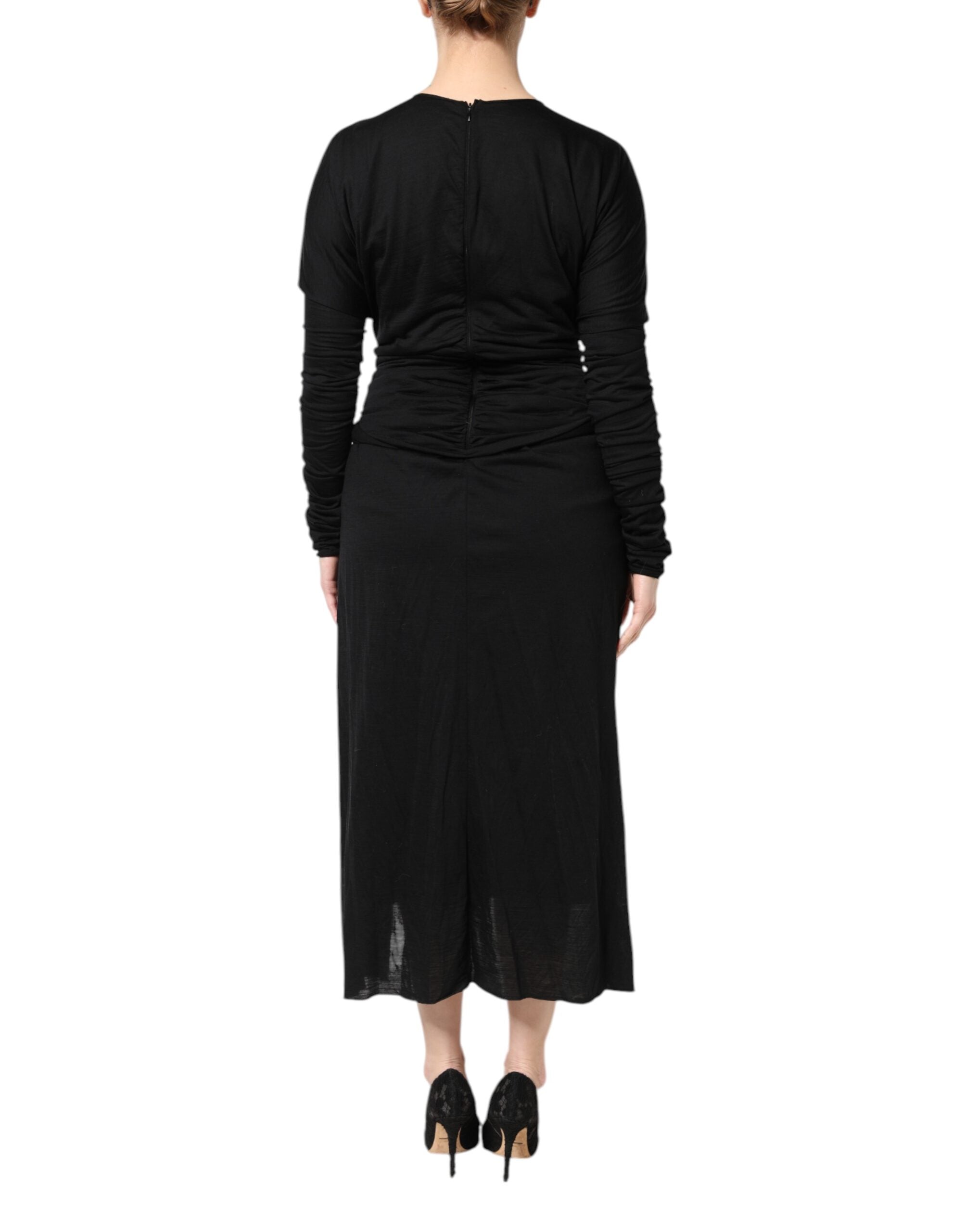 Dolce & Gabbana Black long-sleeved sheath dress in wool-4