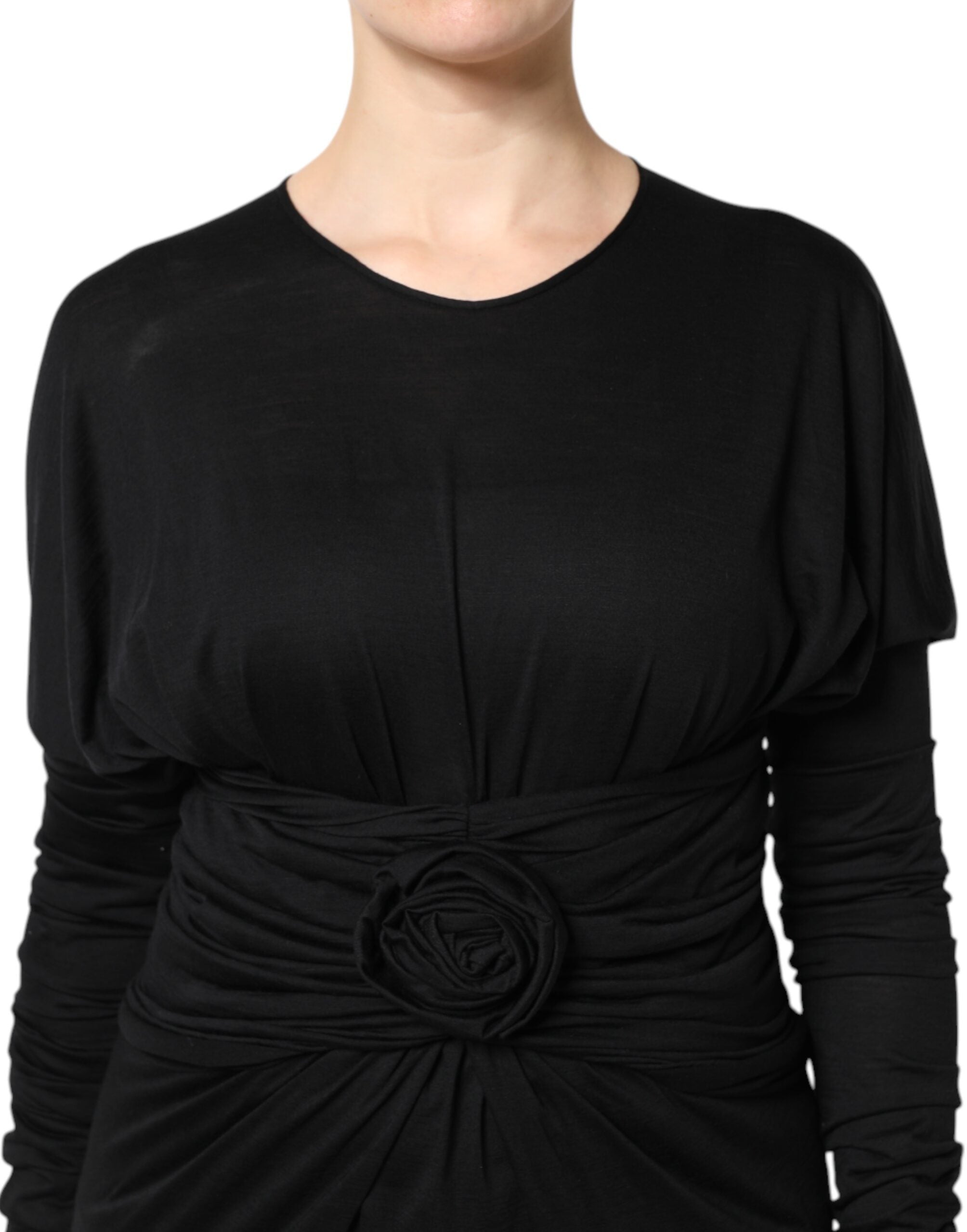 Dolce & Gabbana Black long-sleeved sheath dress in wool-5