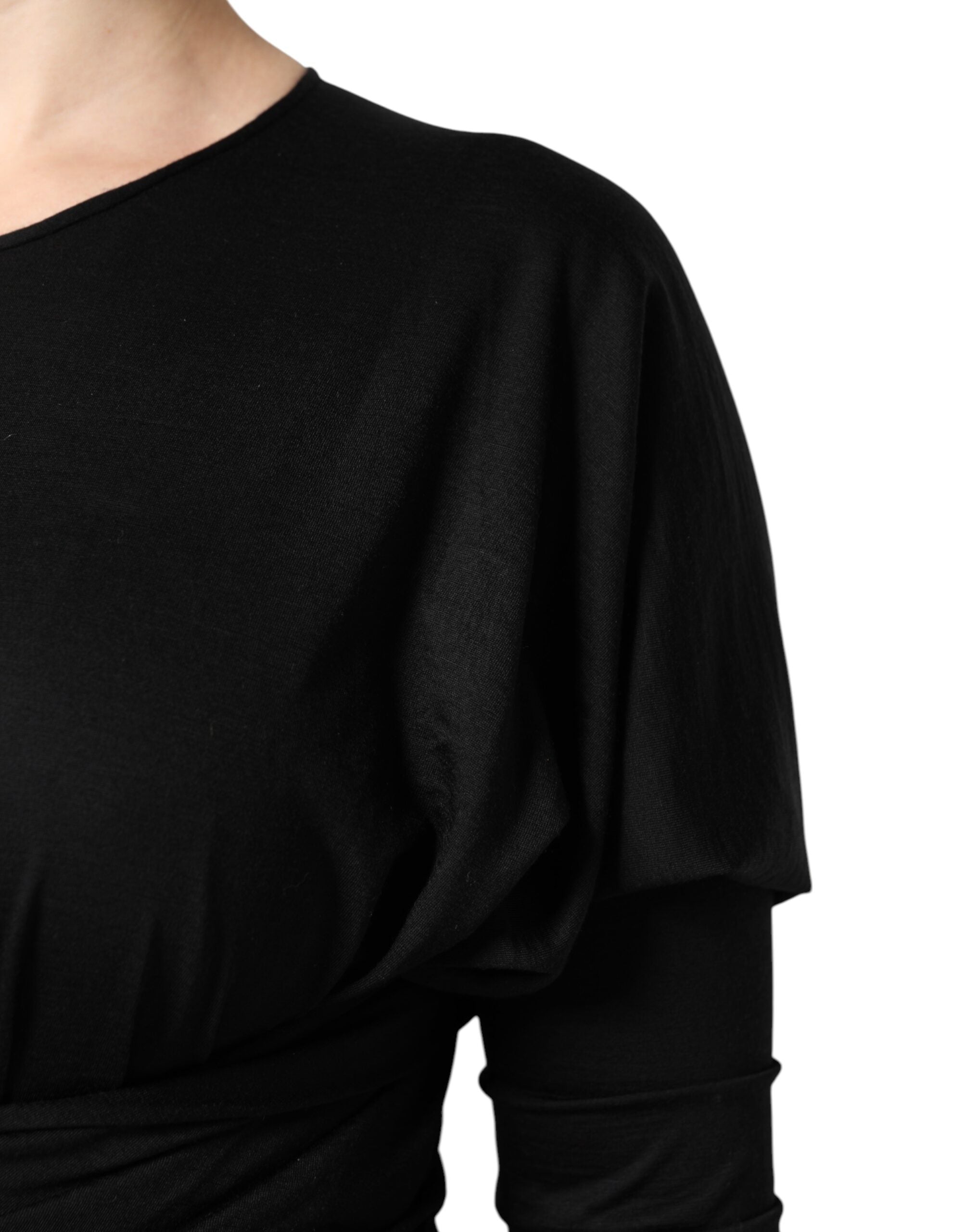 Dolce & Gabbana Black long-sleeved sheath dress in wool-7
