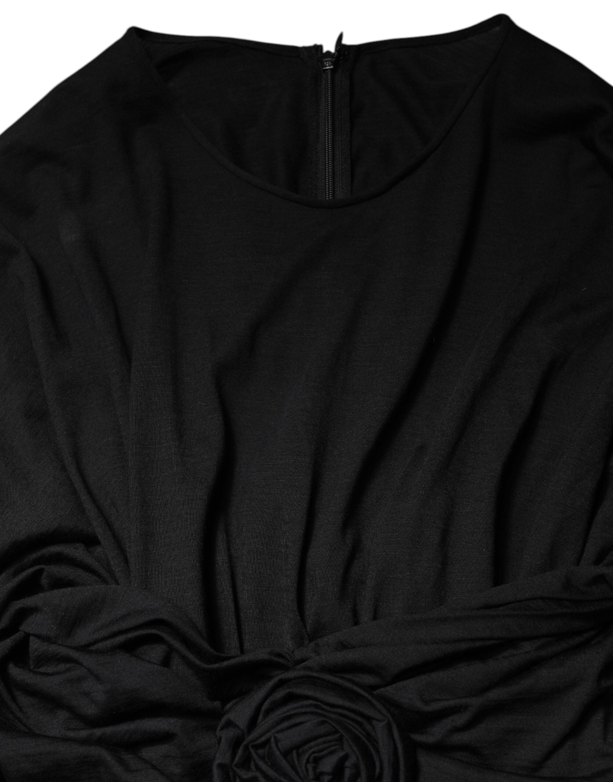 Dolce & Gabbana Black long-sleeved sheath dress in wool-8