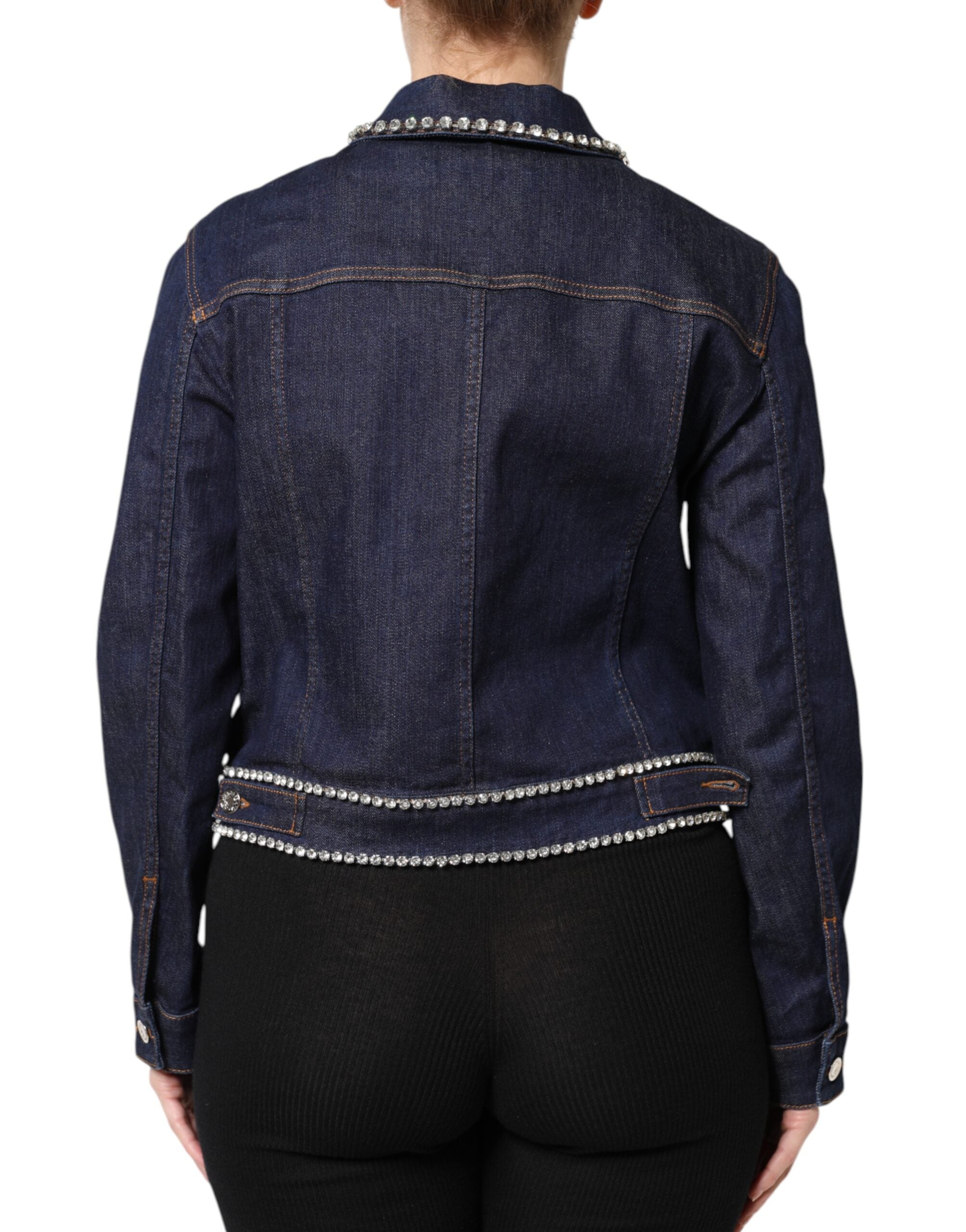 Dolce & Gabbana blue denim cotton jacket with crystal embellishment-4