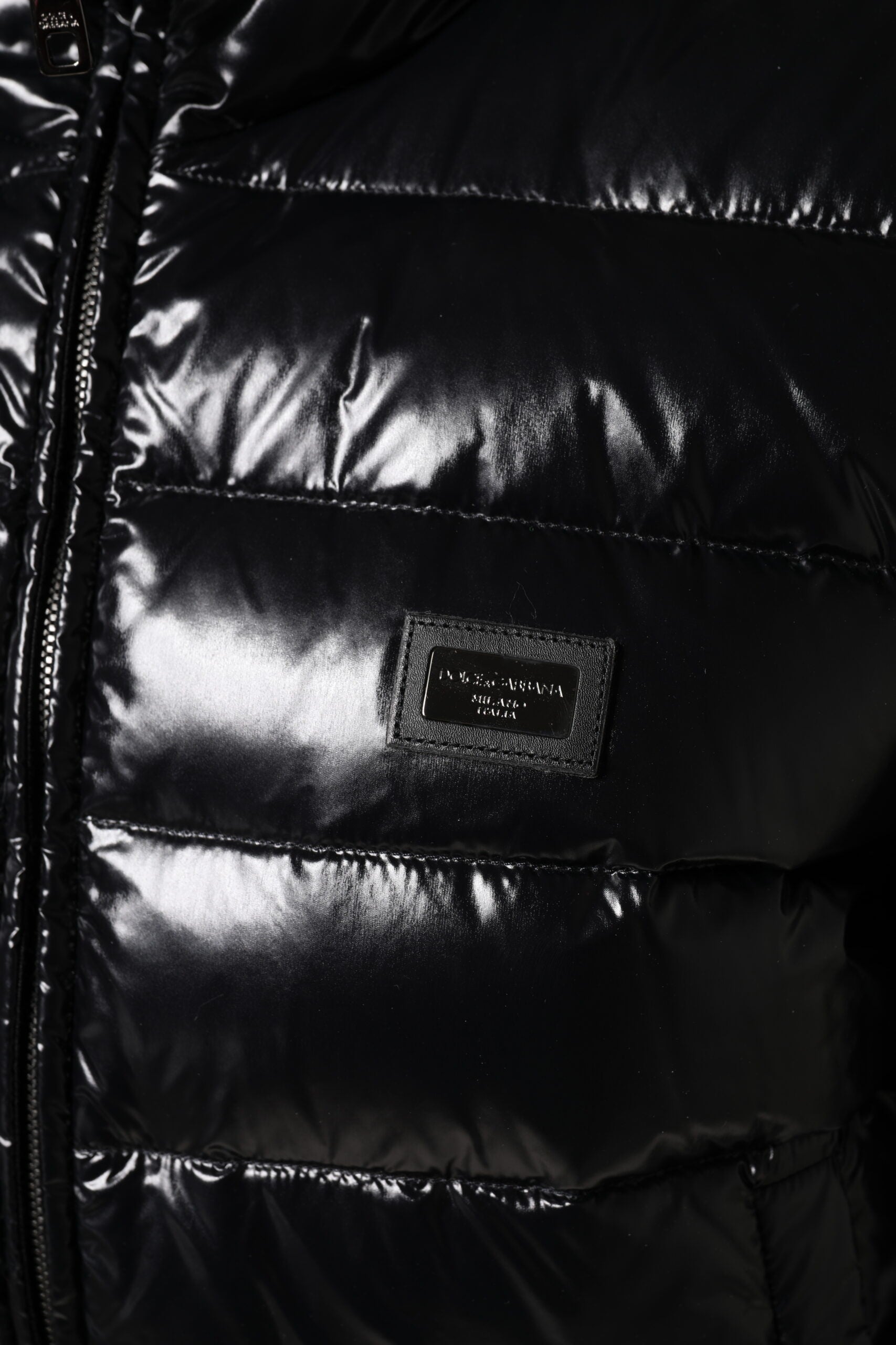 Dolce & Gabbana Black Logo Plaque Full Zip Puffer Jacket-6