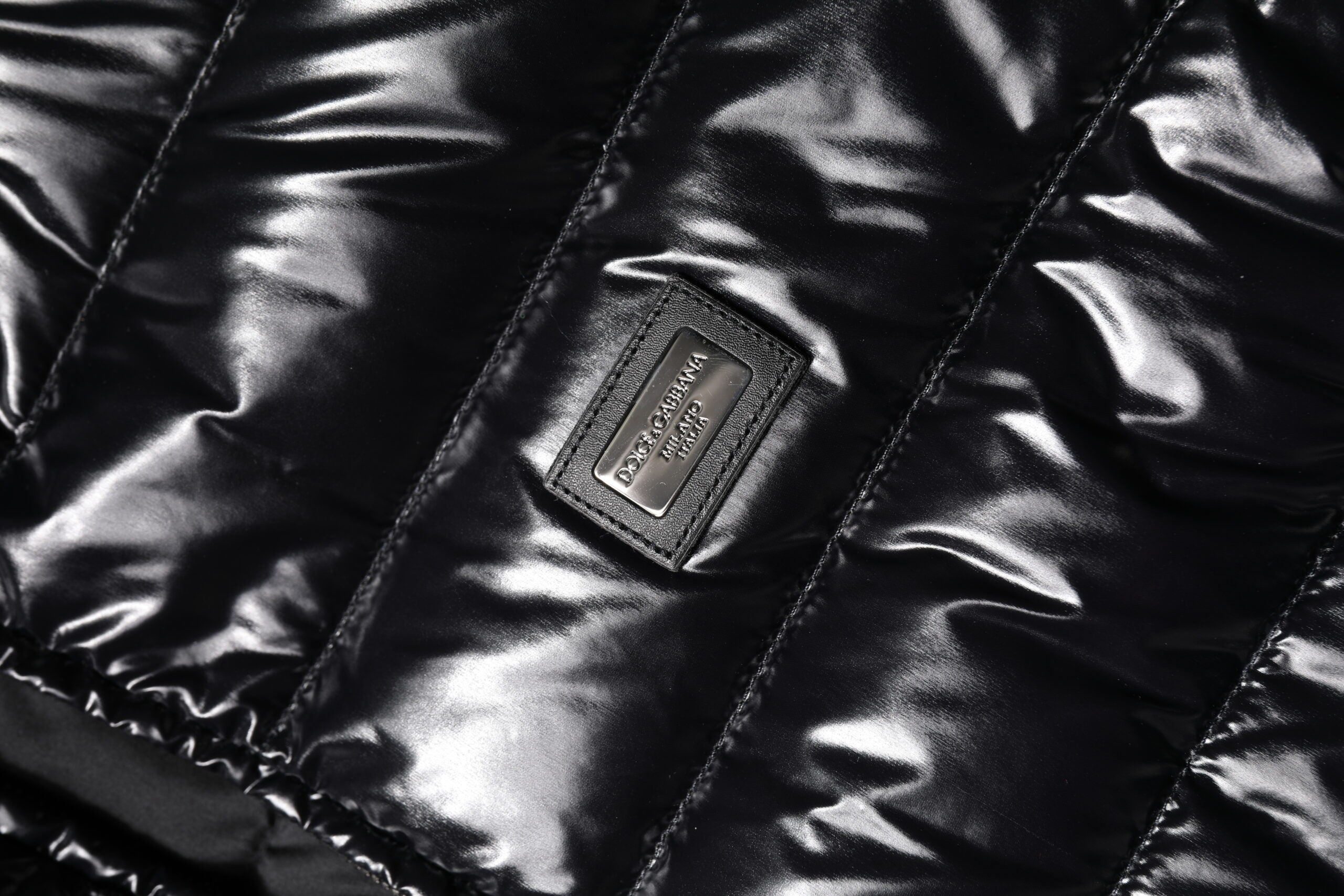 Dolce & Gabbana Black Logo Plaque Full Zip Puffer Jacket-8