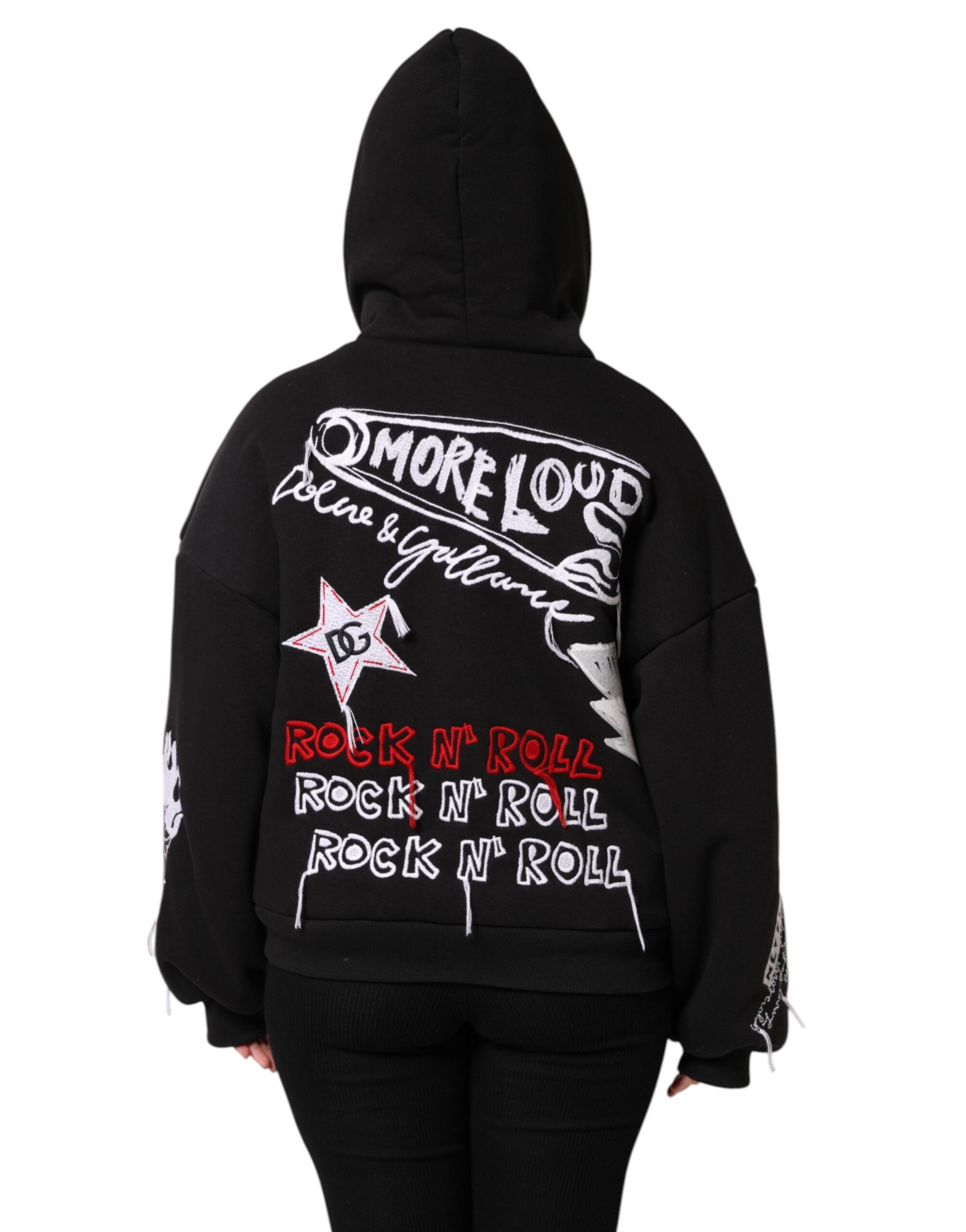 Dolce & Gabbana black embroidered jacket with hood and zipper-4