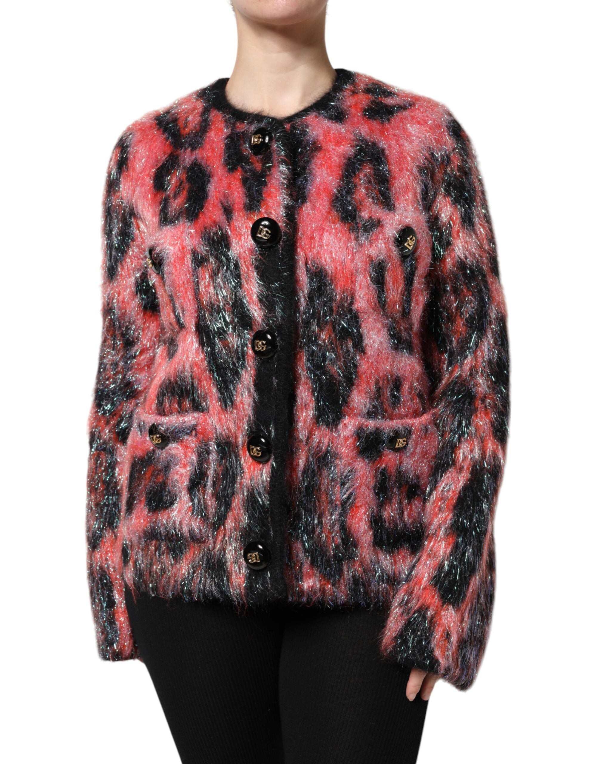 Dolce & Gabbana Red Mohair Wool Cardigan with Button Placket-1