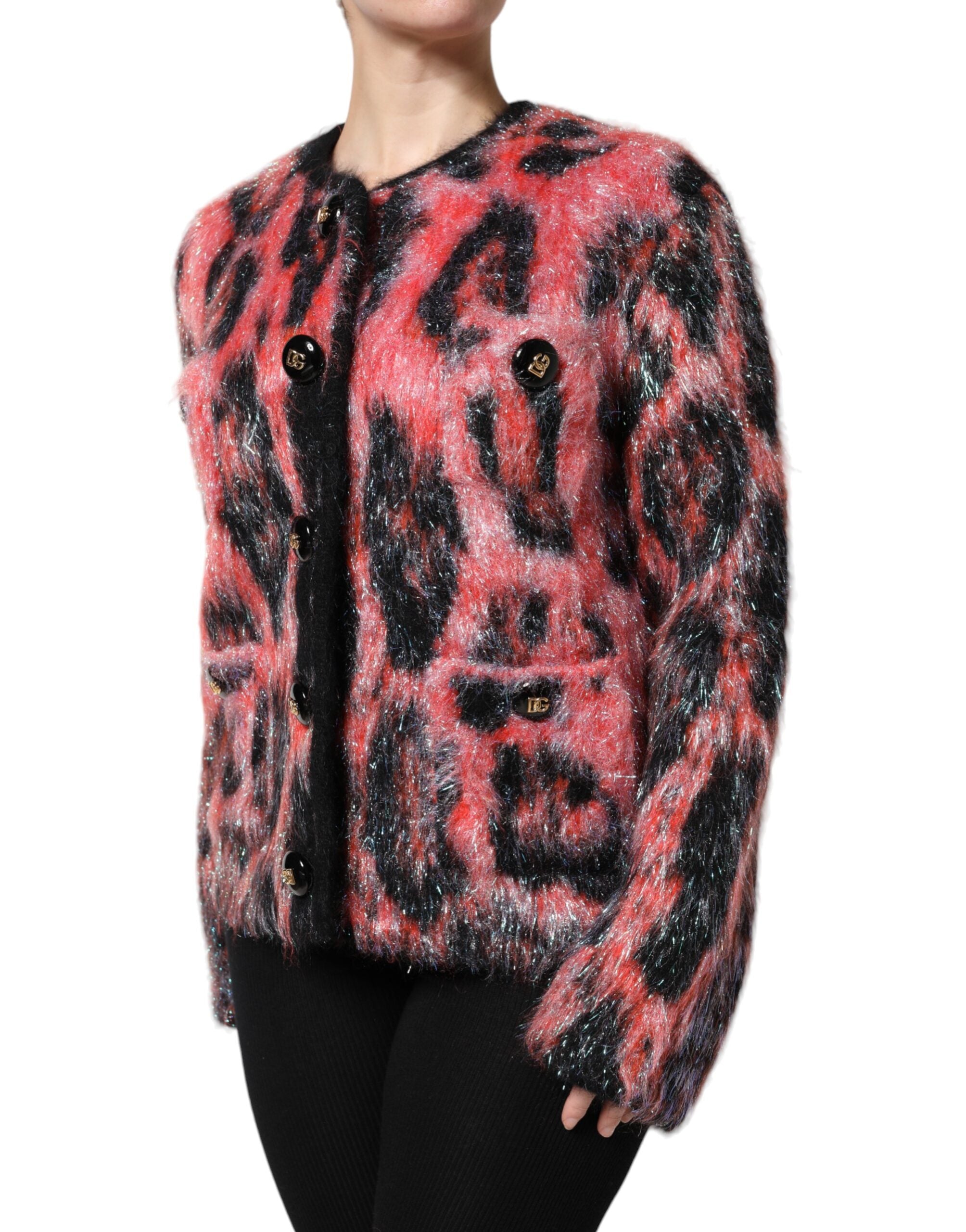 Dolce & Gabbana Red Mohair Wool Cardigan with Button Placket-3