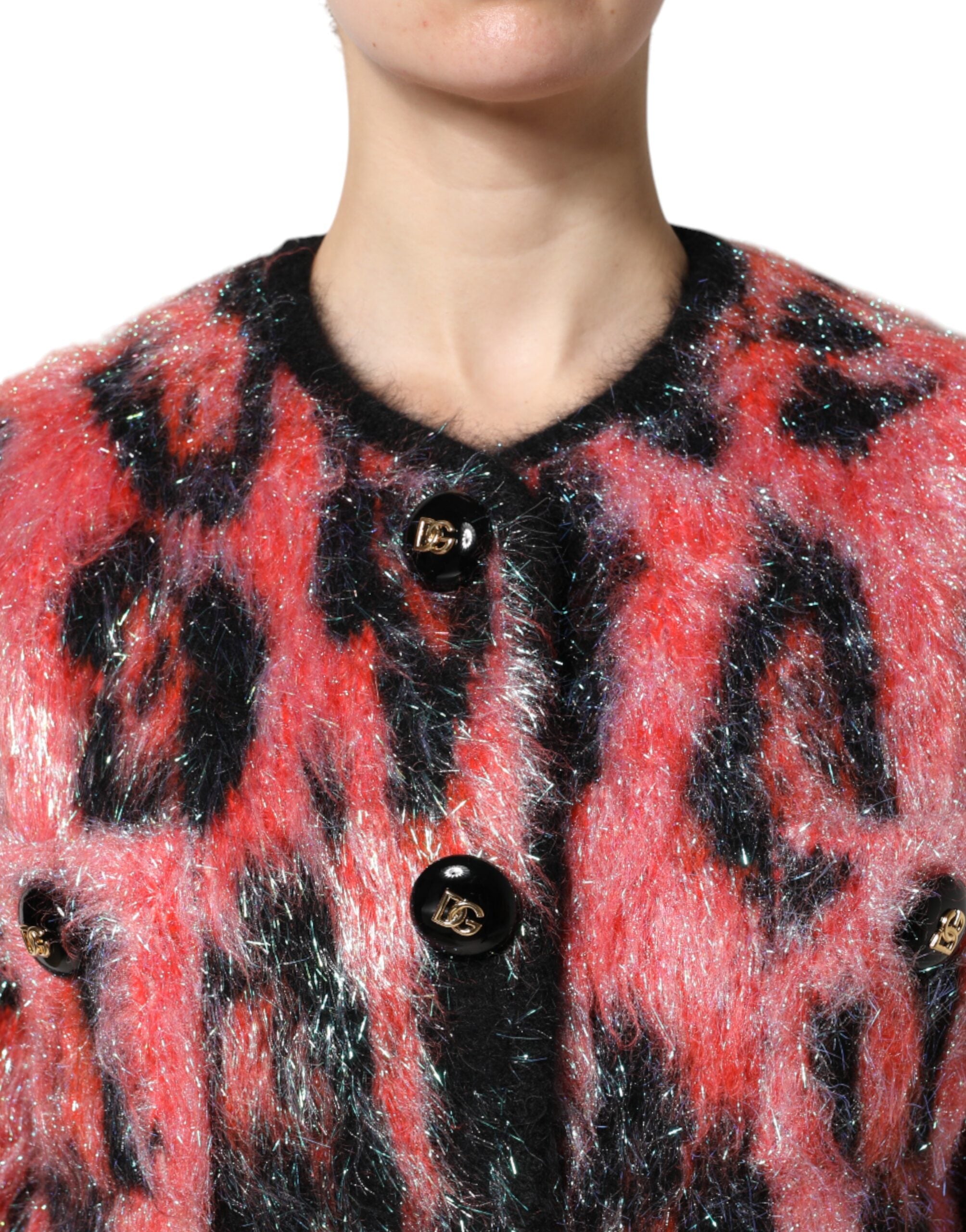 Dolce & Gabbana Red Mohair Wool Cardigan with Button Placket-6
