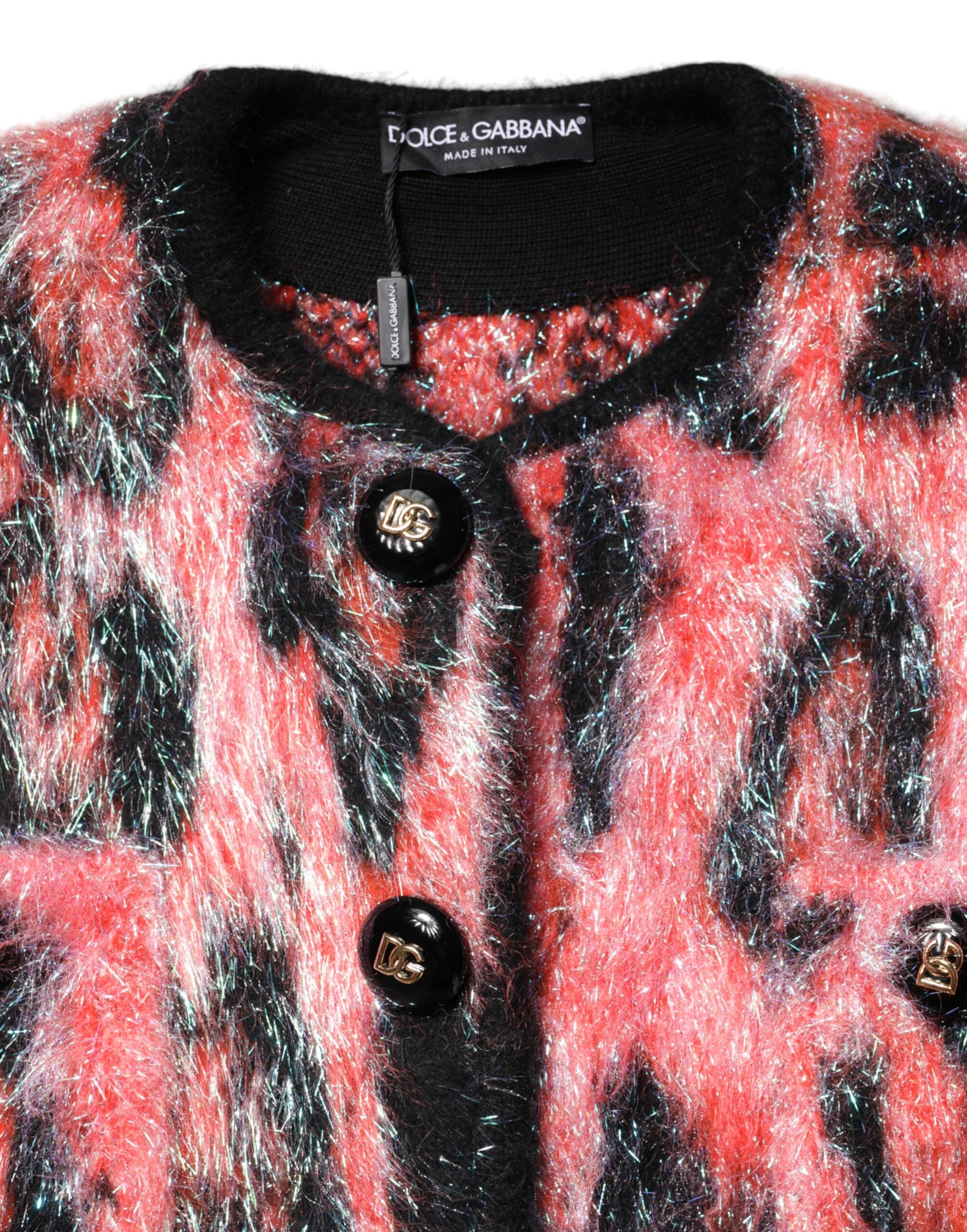 Dolce & Gabbana Red Mohair Wool Cardigan with Button Placket-7
