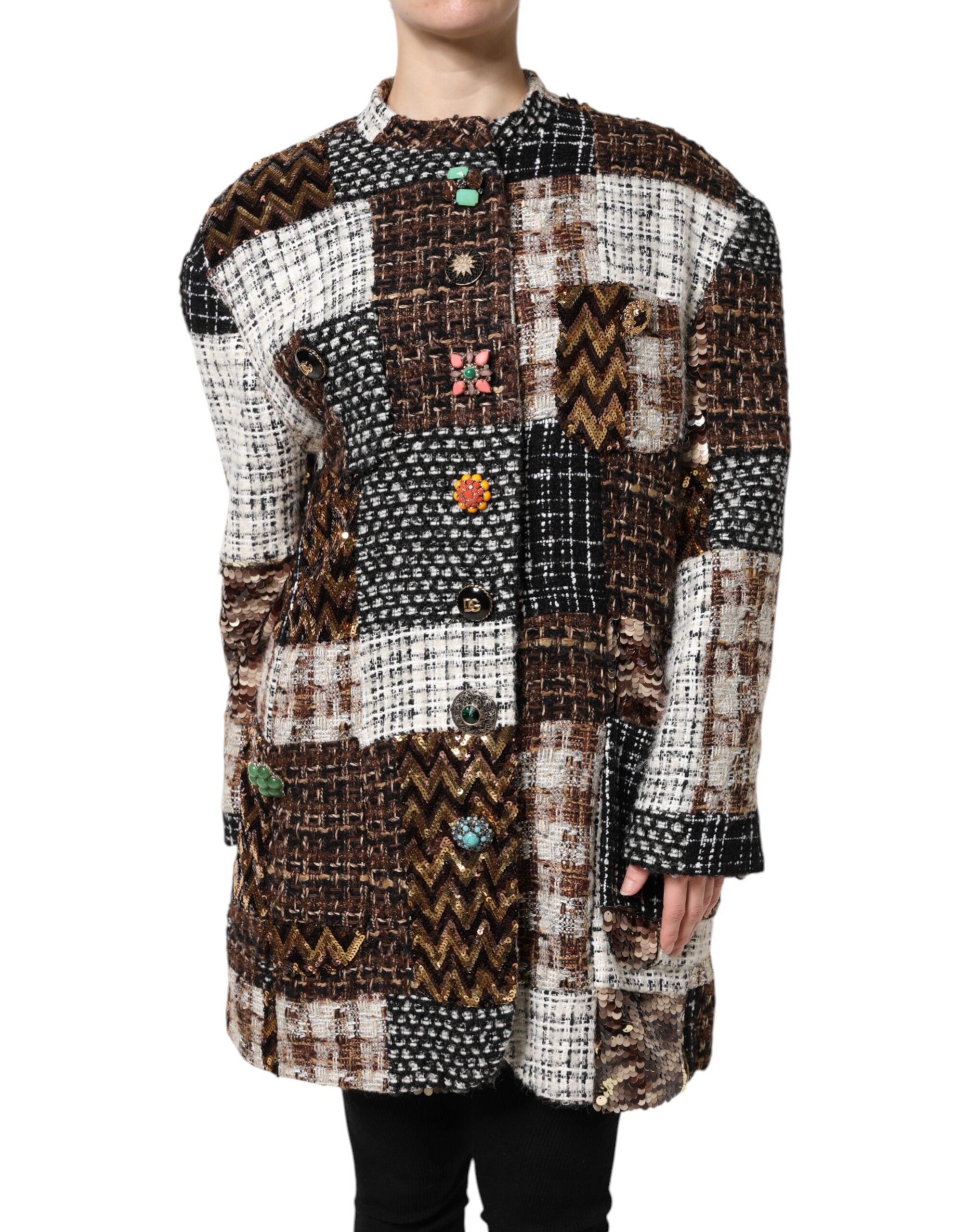Dolce & Gabbana Multicolor Patchwork Jacket with Button Placket-2