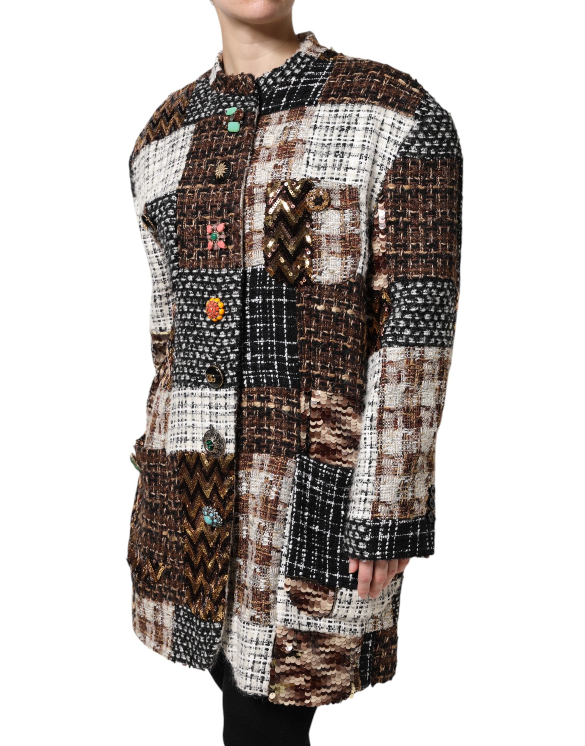 Dolce & Gabbana Multicolor Patchwork Jacket with Button Placket-3