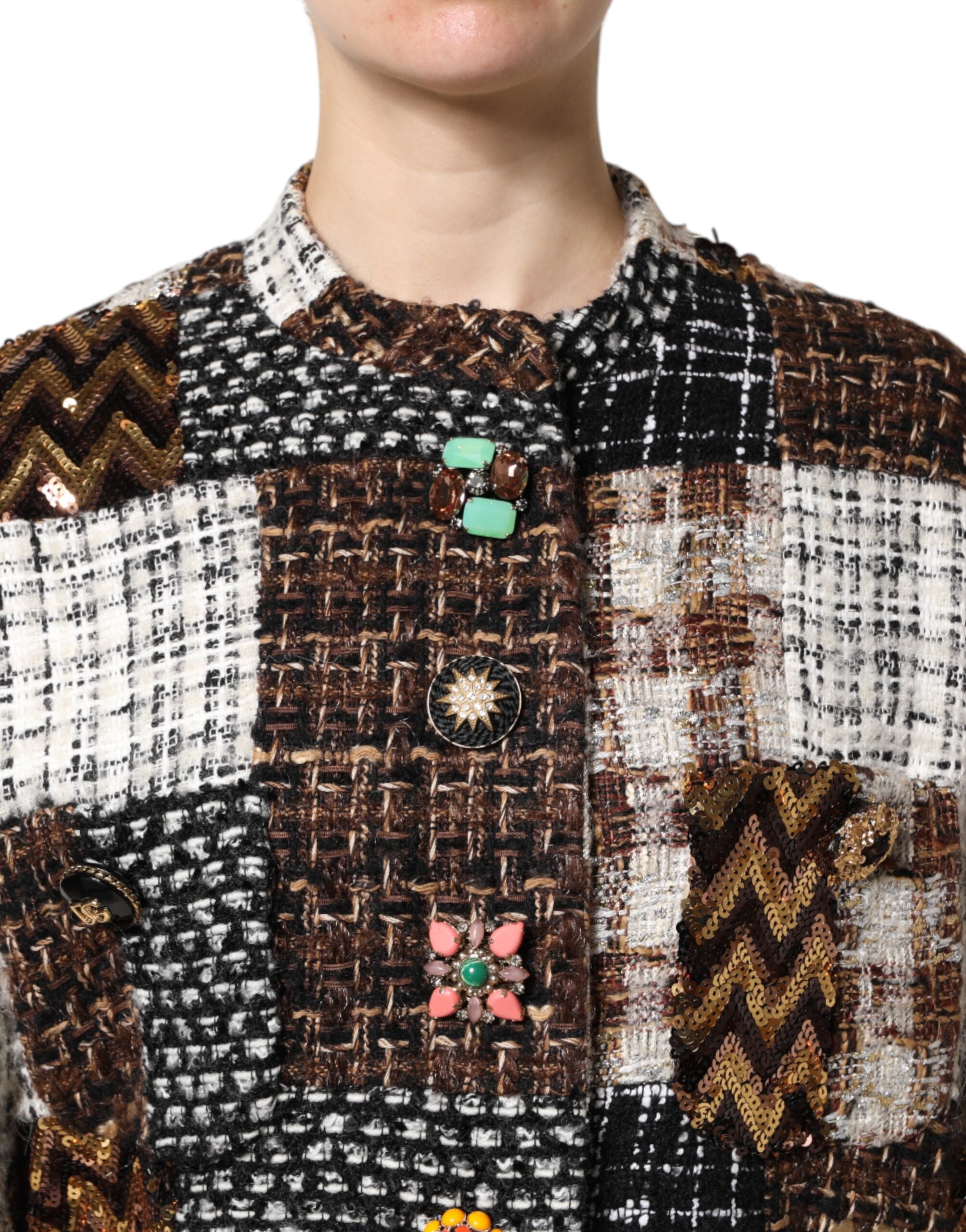 Dolce & Gabbana Multicolor Patchwork Jacket with Button Placket-6