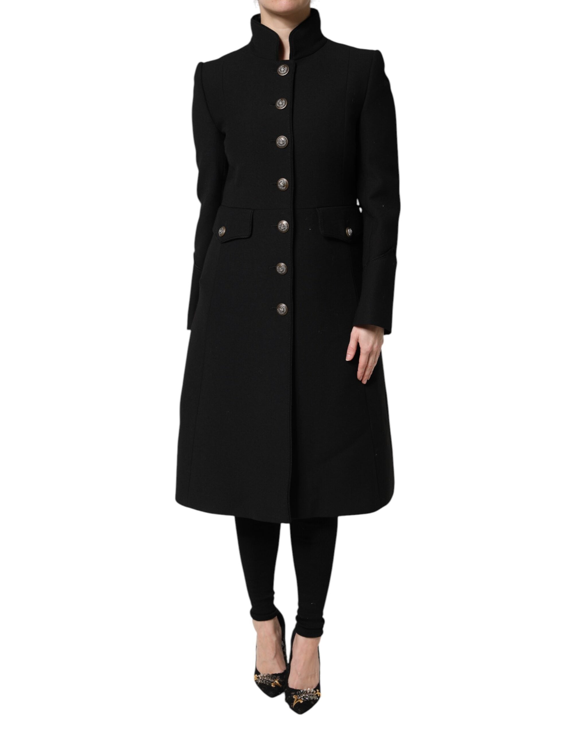 Dolce & Gabbana Black single-breasted wool trench coat-2