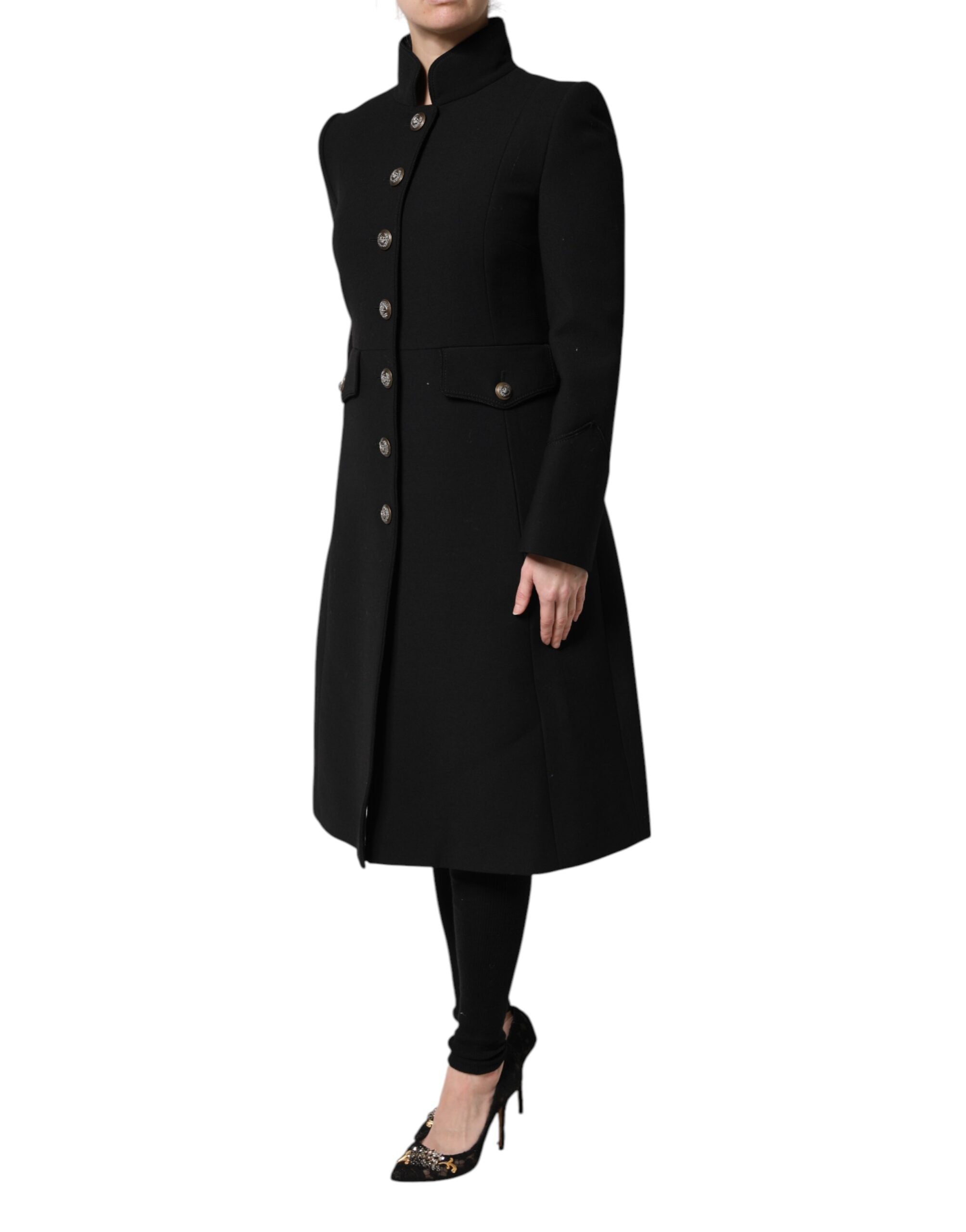 Dolce & Gabbana Black single-breasted wool trench coat-3