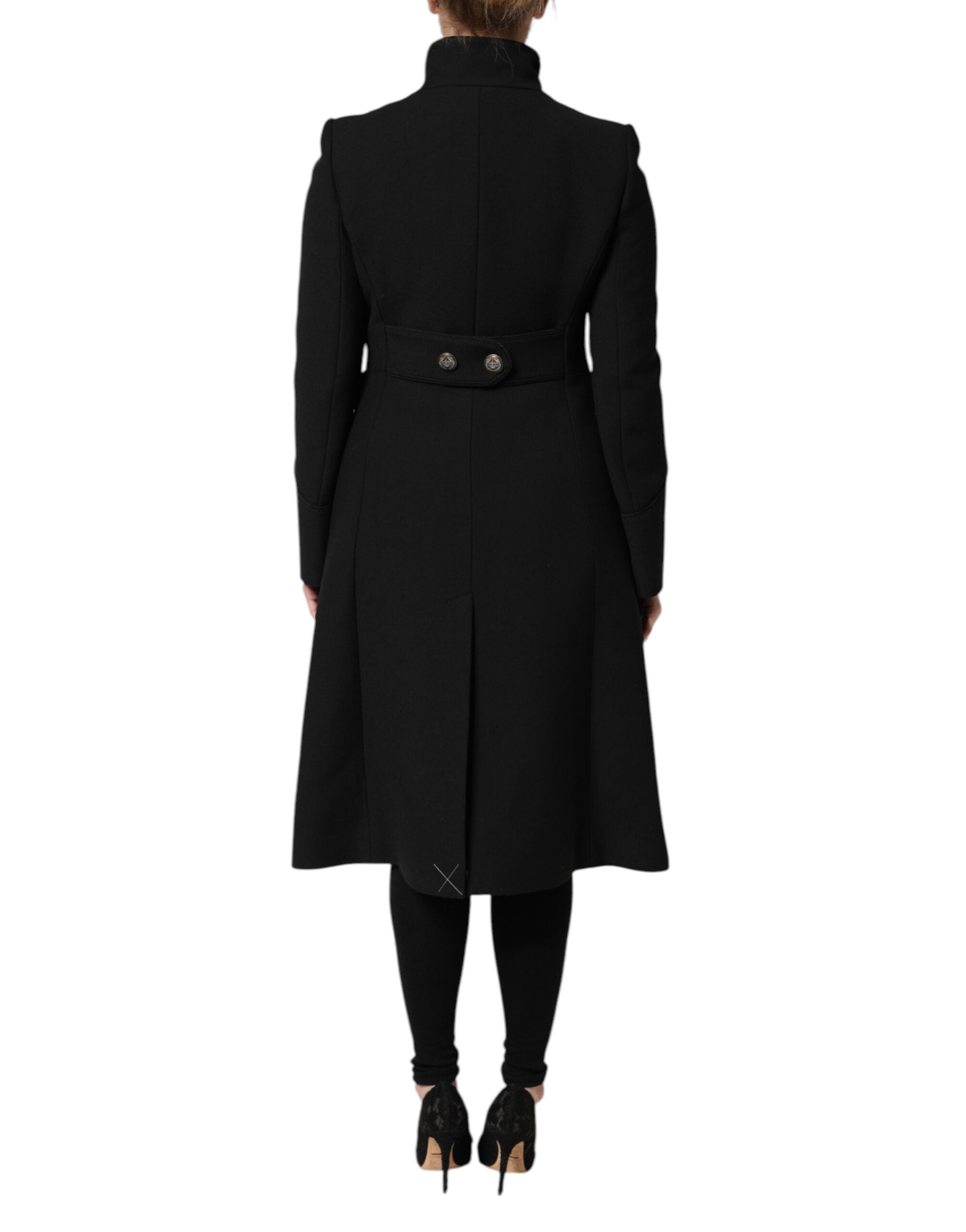 Dolce & Gabbana Black single-breasted wool trench coat-4