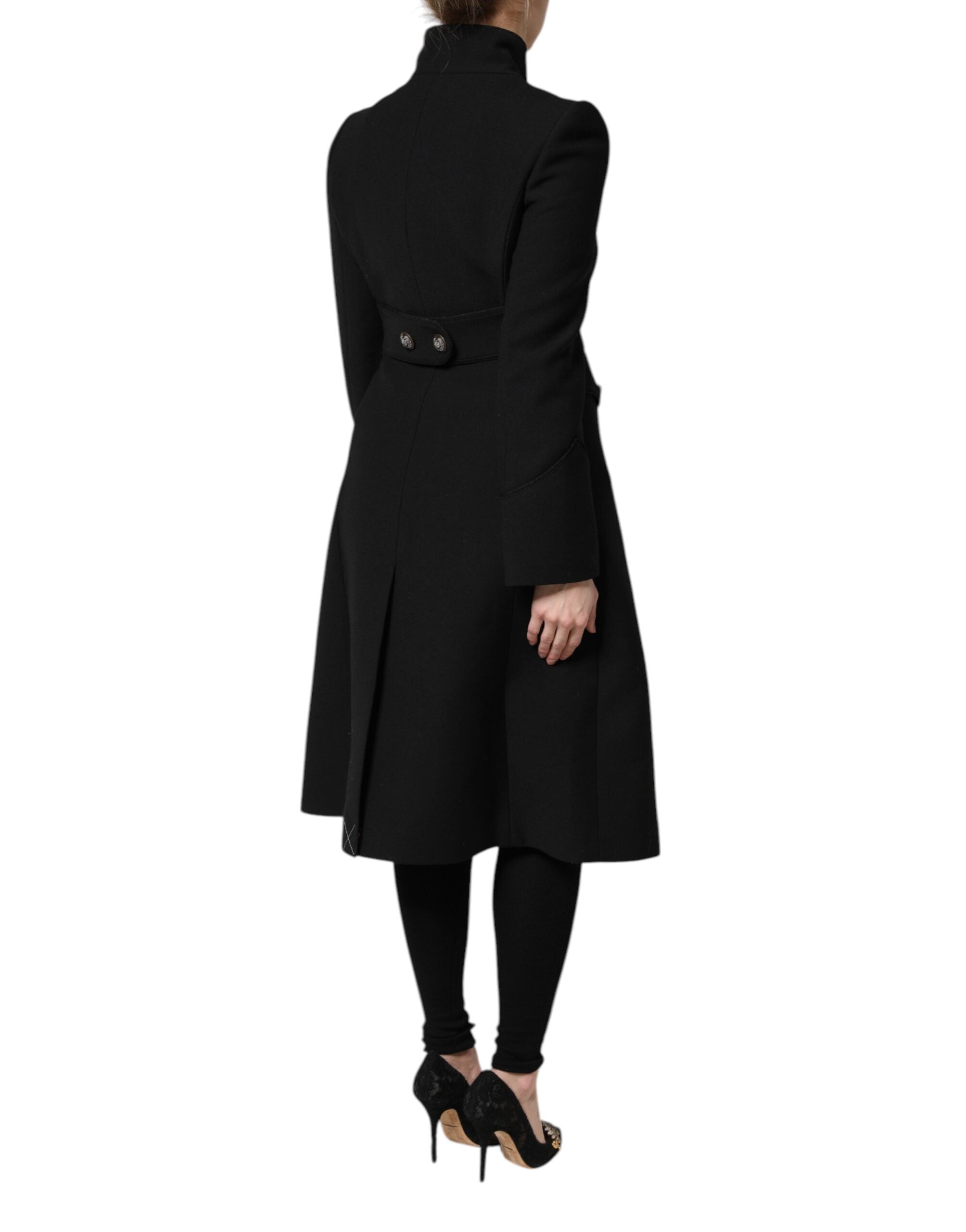 Dolce & Gabbana Black single-breasted wool trench coat-5