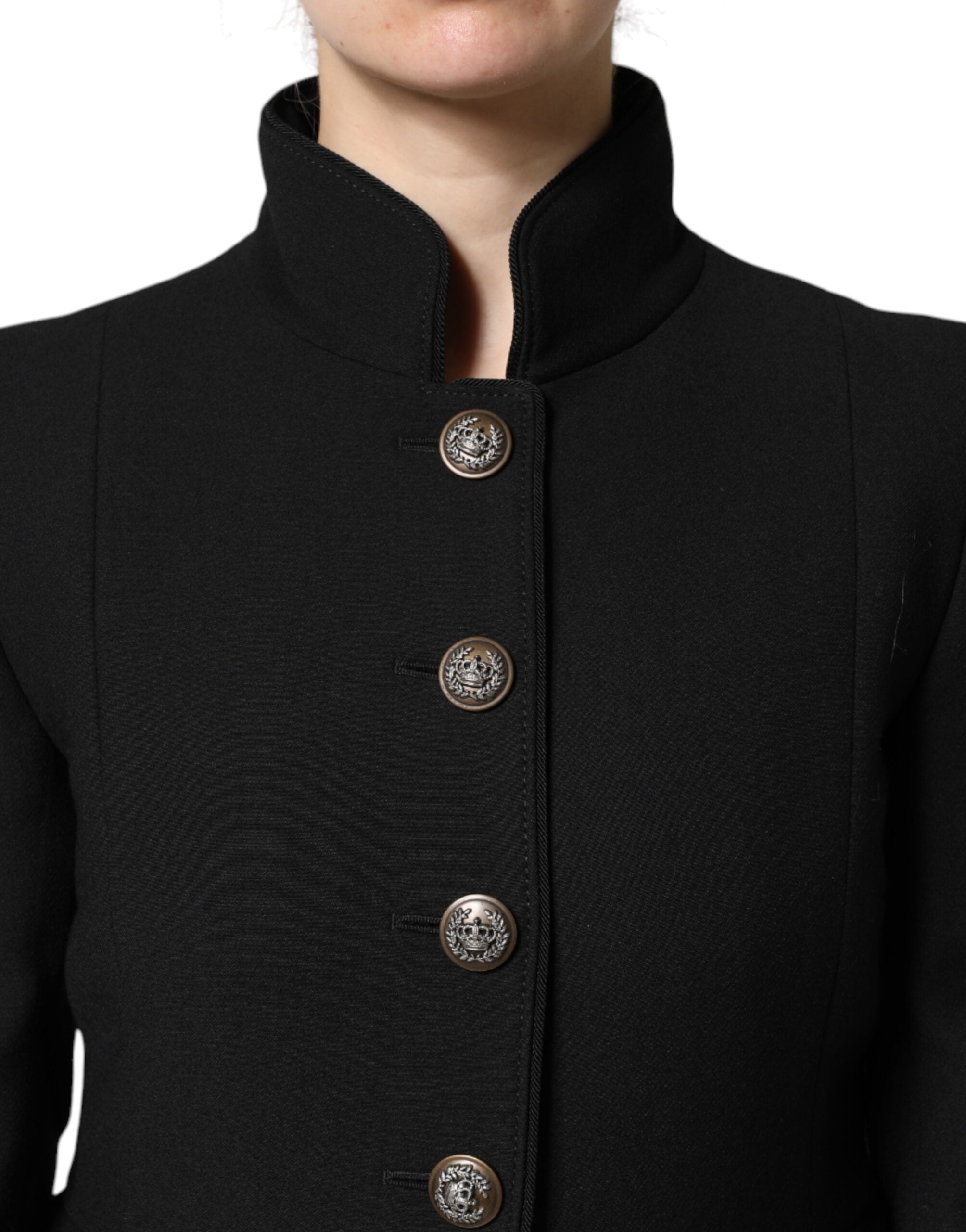 Dolce & Gabbana Black single-breasted wool trench coat-6