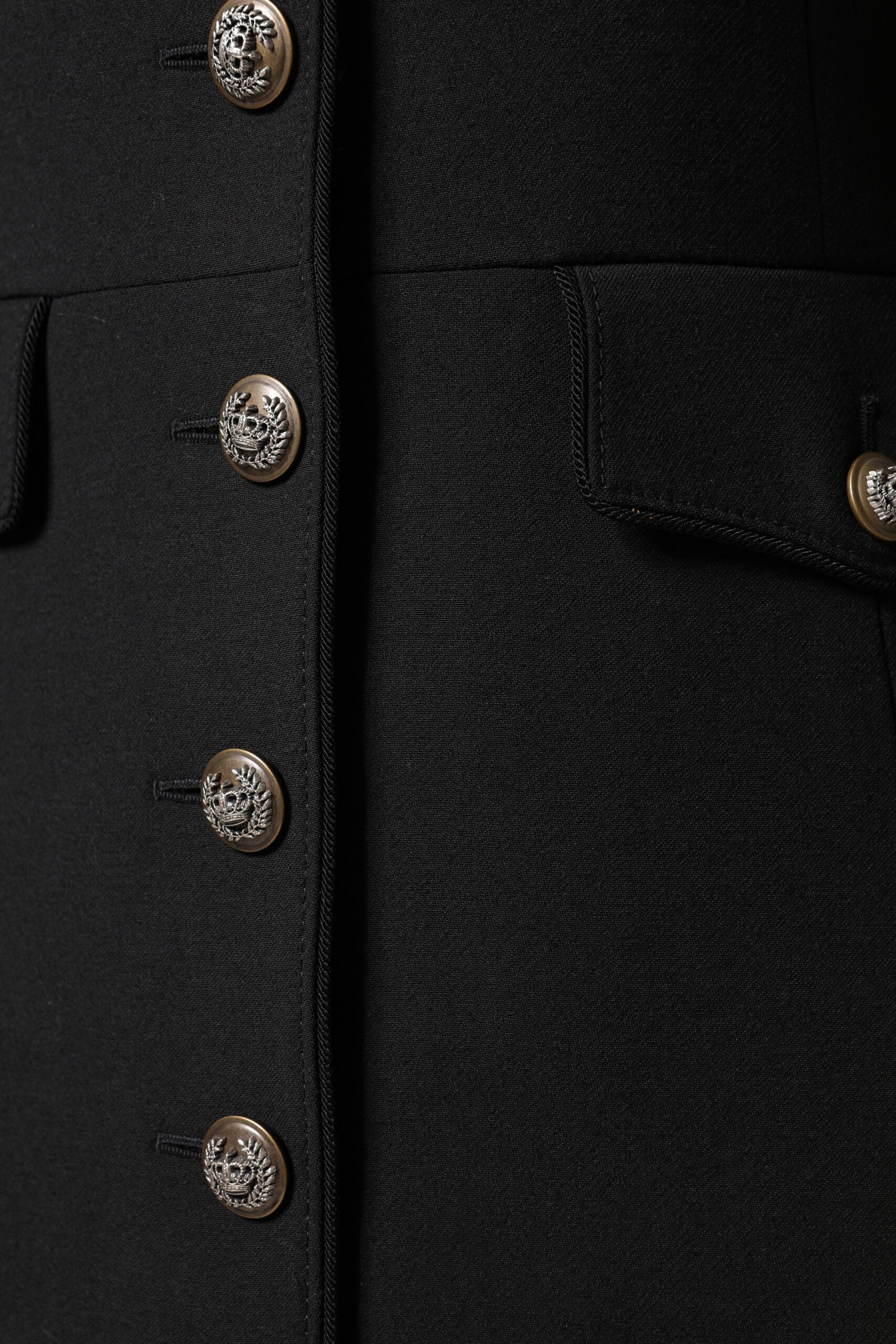 Dolce & Gabbana Black single-breasted wool trench coat-7